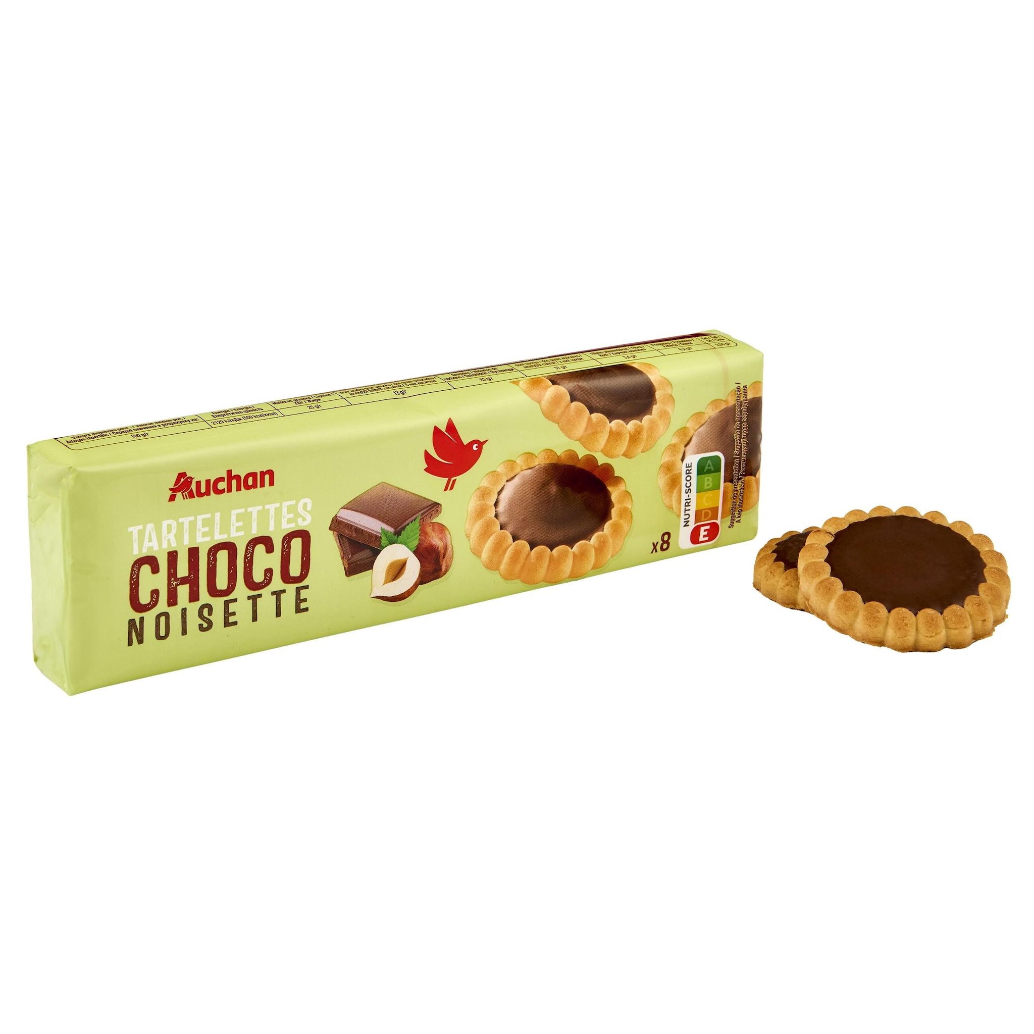 Voir la diapositive 3 : AUCHAN Tartelettes nappées de chocolat 8 biscuits 150g
