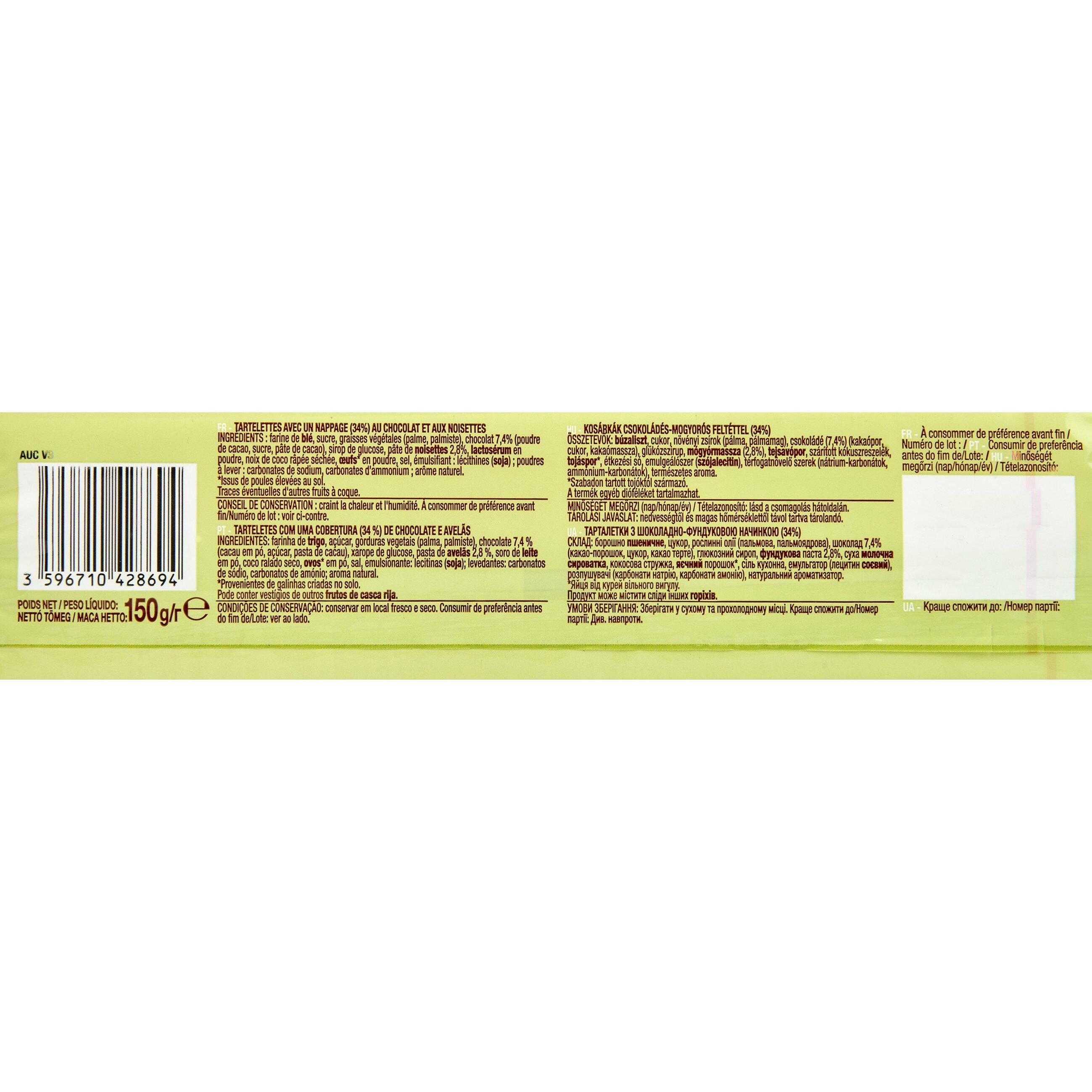 Voir la diapositive 7 : AUCHAN Tartelettes nappées de chocolat 8 biscuits 150g