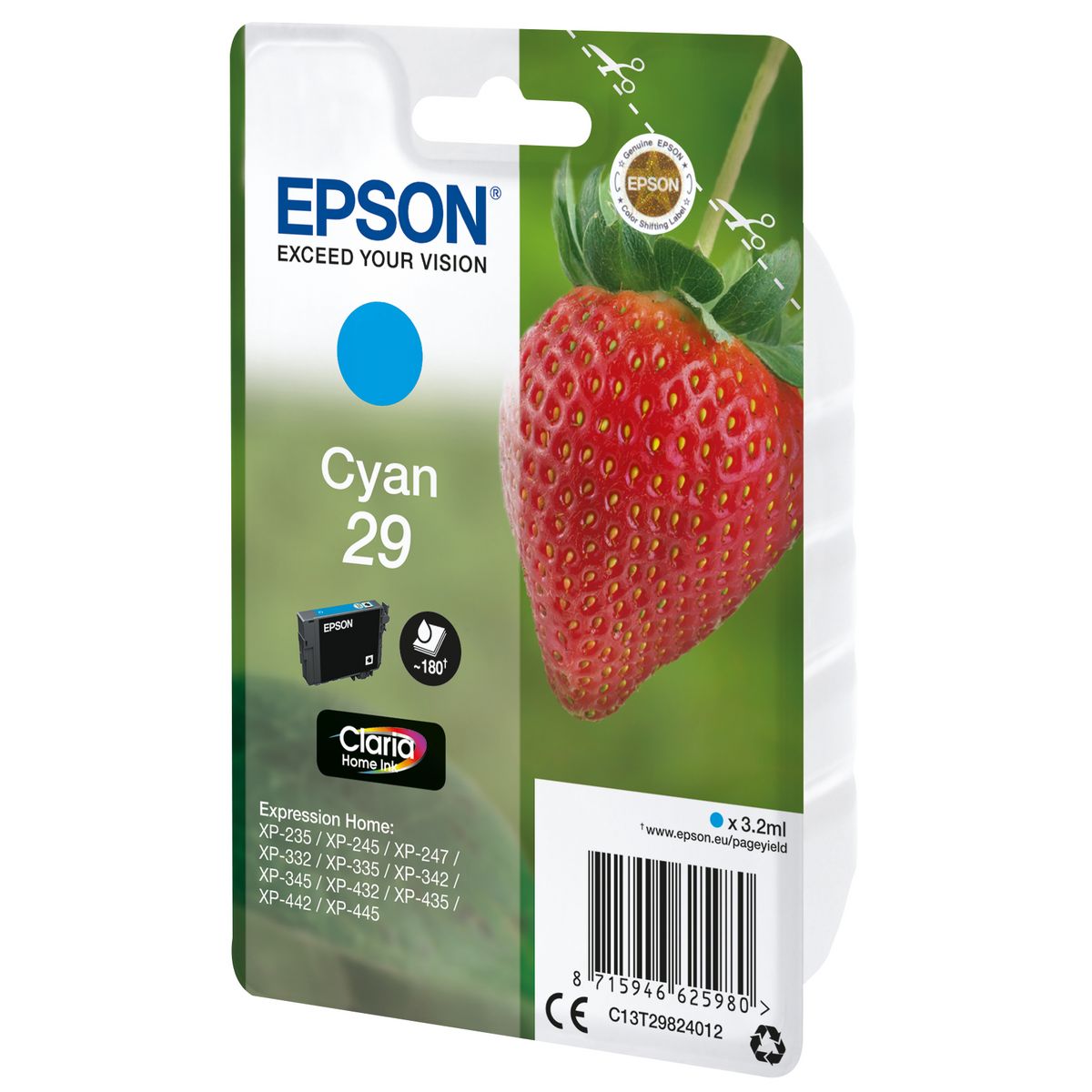 EPSON CARTOUCHE CYAN  EPSON XP-235/332 180 P FRAISE XP-432