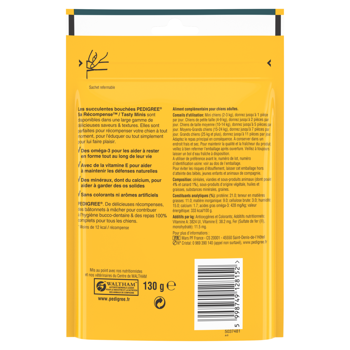 PEDIGREE Friandises Sa récompense bouchées moelleuses saveurs poulet et canard pour chien 130g