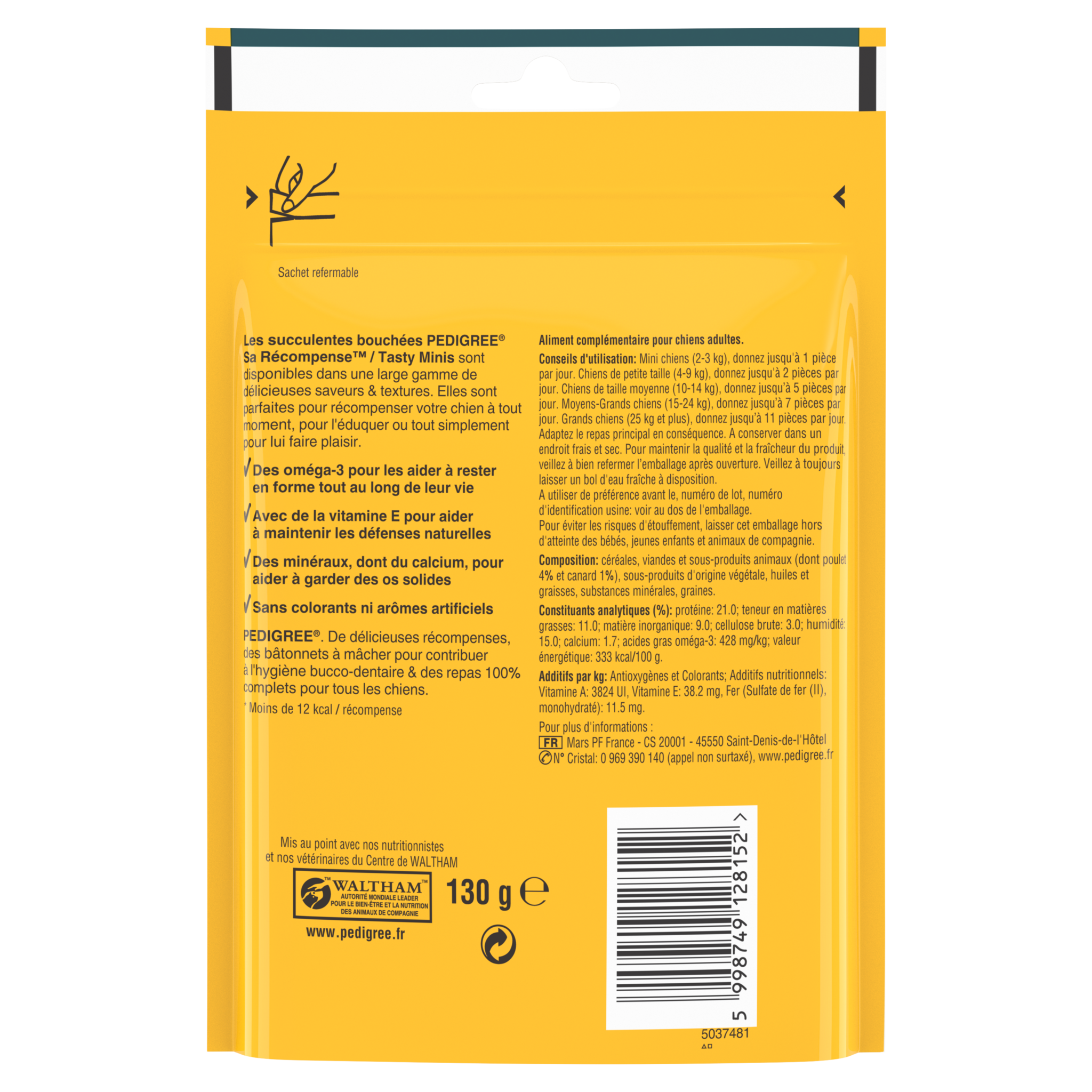 Voir la diapositive 2 : PEDIGREE Friandises Sa récompense bouchées moelleuses saveurs poulet et canard pour chien 130g