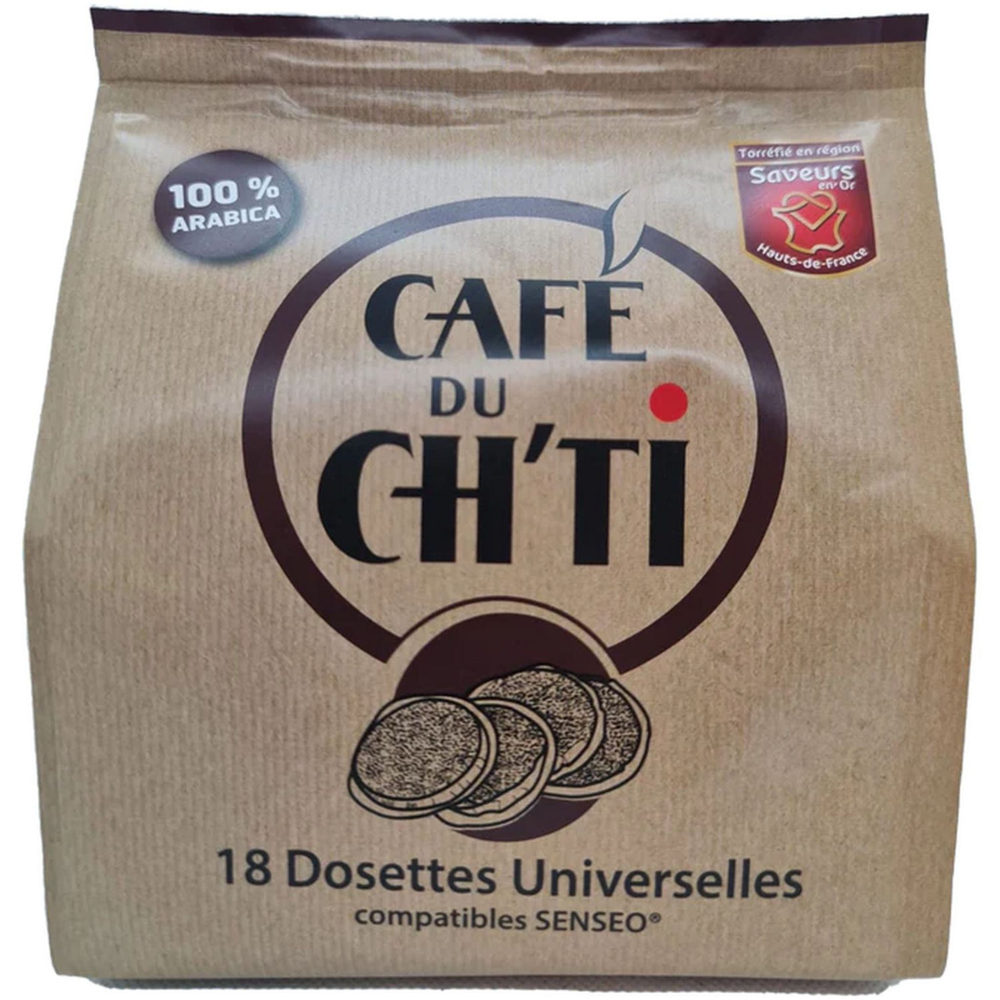 CAFÉ DU CH'TI Café en dosettes pur arabica compatibles Senseo 18 dosettes 130g