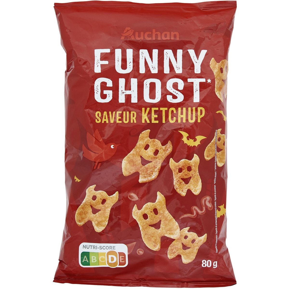 AUCHAN Biscuits soufflés Funny Ghost saveur ketchup 80g
