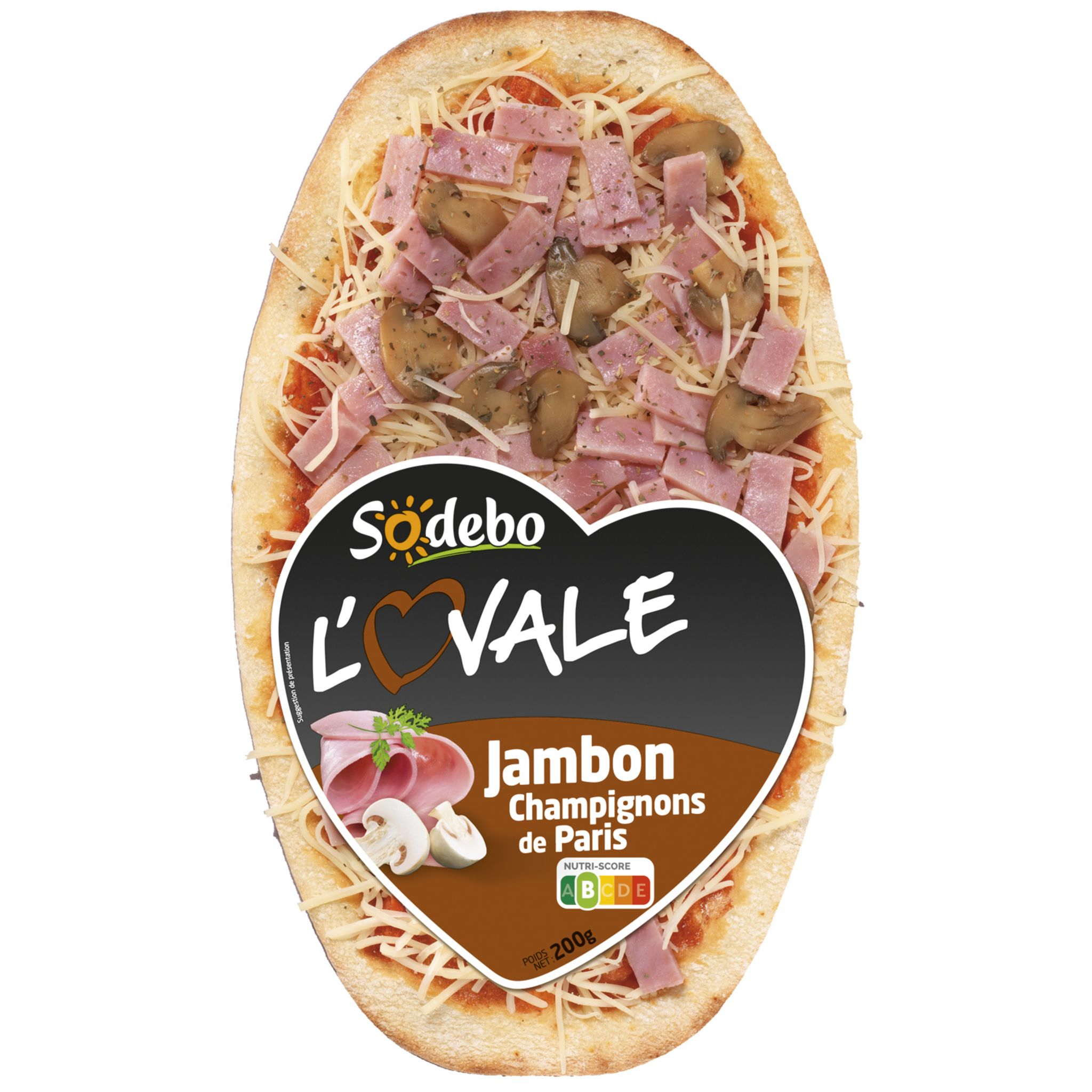 SODEBO Pizza l'ovale jambon champignons 1 part 200g