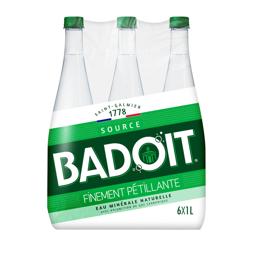 BADOIT Eau gazeuse minérale verte finement pétillante 6x1l