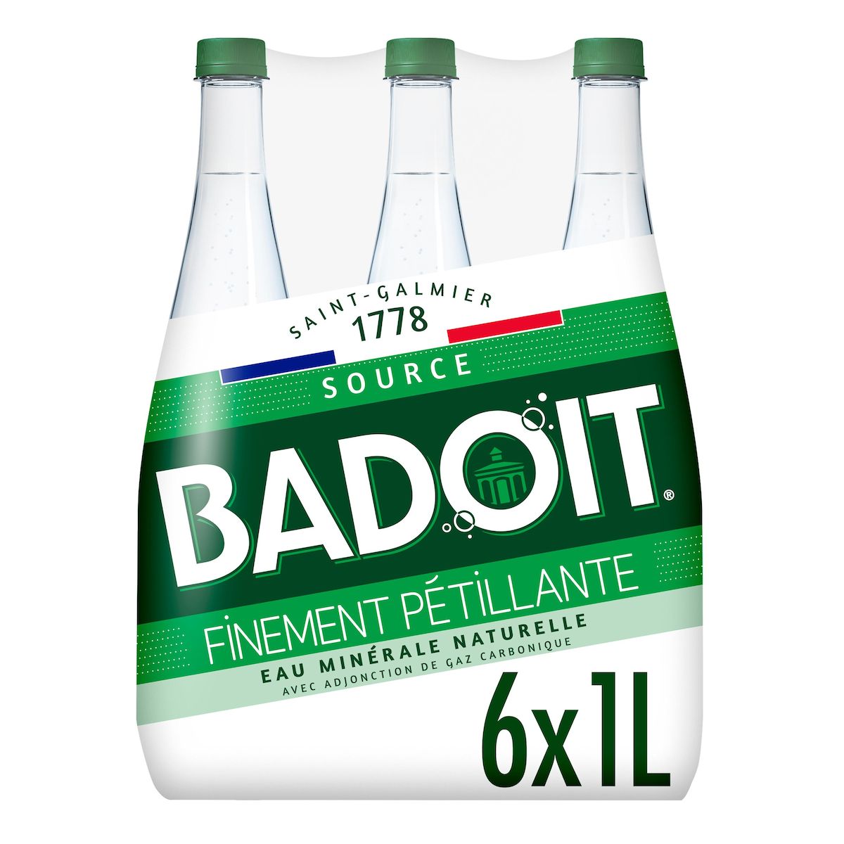 BADOIT Eau gazeuse minérale verte finement pétillante 6x1l 6x1l