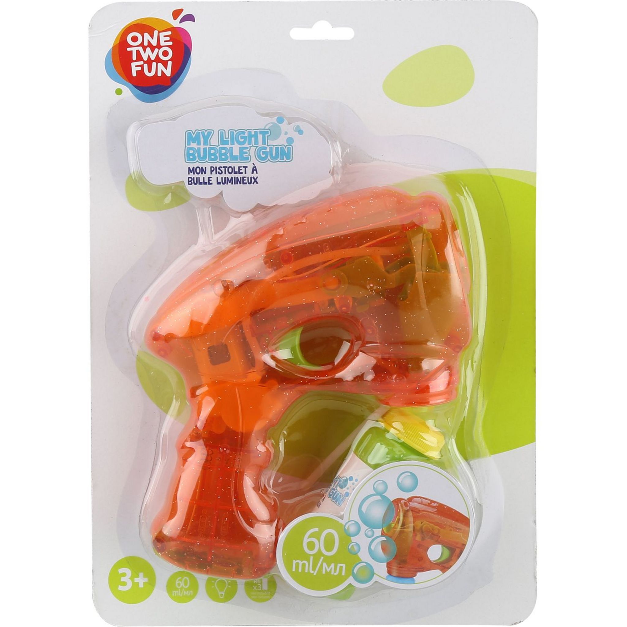 Voir la diapositive 2 : ONE TWO FUN Pistolet à bulles avec sons et lumières