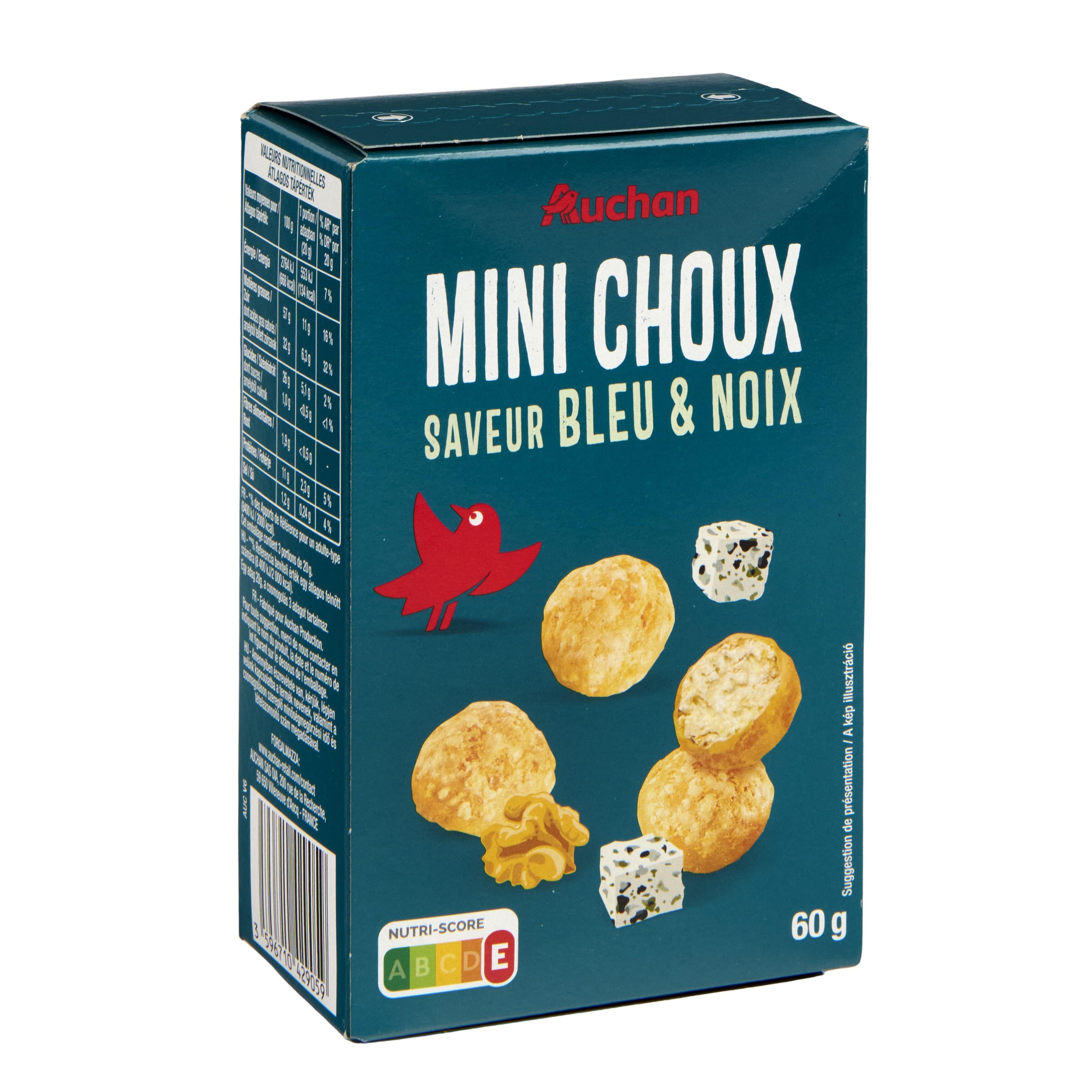 Voir la diapositive 3 : AUCHAN Mini choux saveur bleu et noix 60g