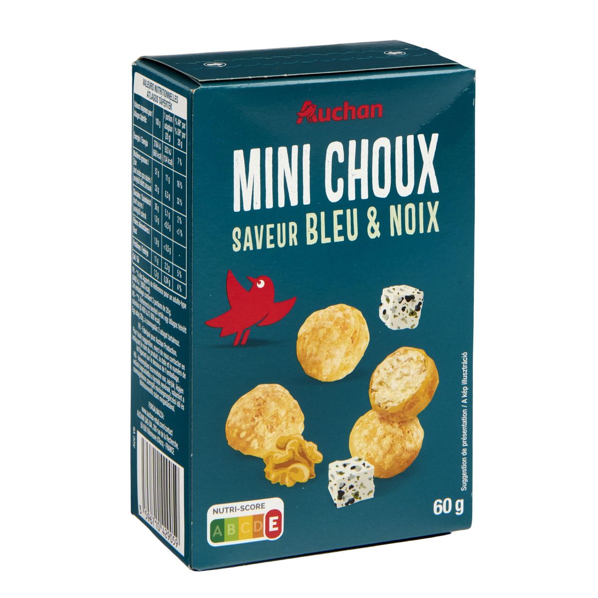 AUCHAN Mini choux saveur bleu et noix 60g