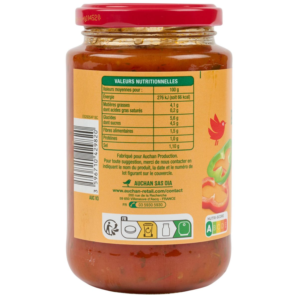 AUCHAN Sauce basquaise en bocal 400g