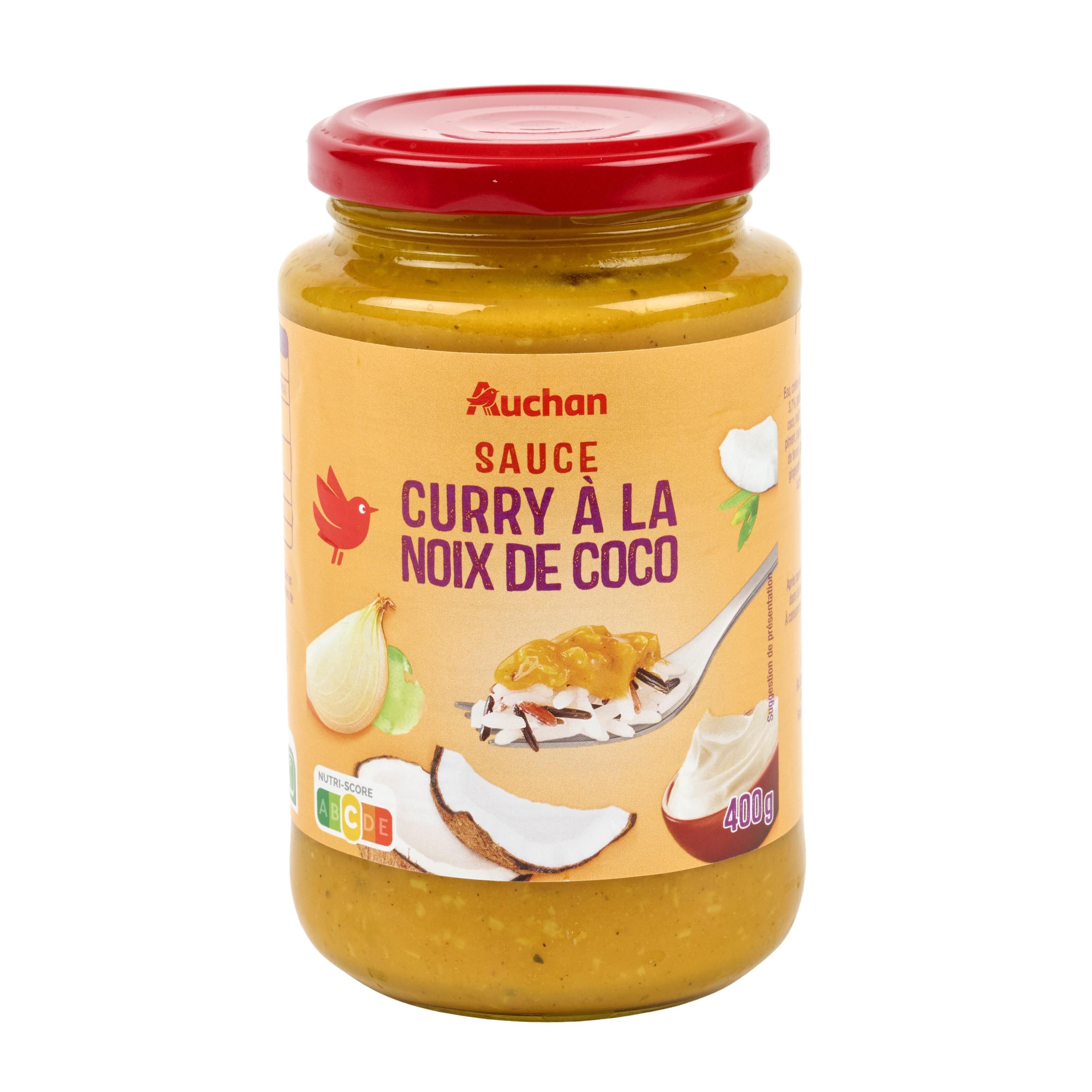 Voir la diapositive 2 : AUCHAN Sauce curry à la noix de coco en bocal 400g