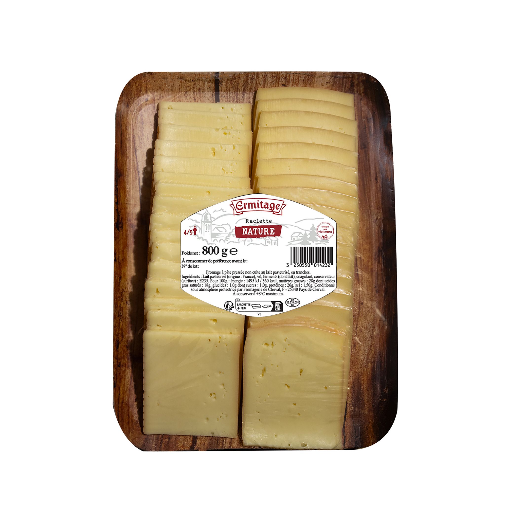 Voir la diapositive 2 : ERMITAGE Fromage à raclette nature 800g