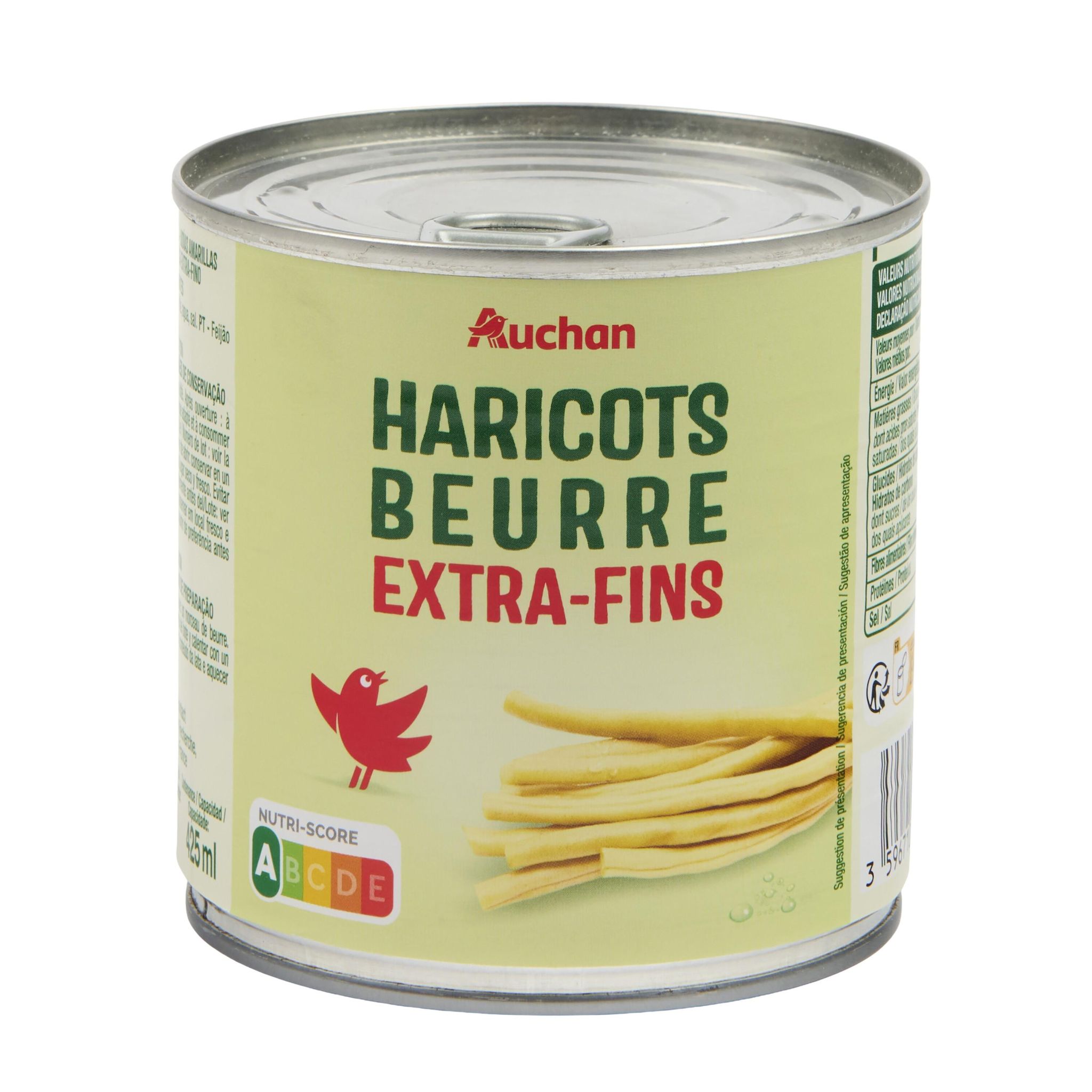 Voir la diapositive 4 : AUCHAN Haricots beurre extra fins 220g