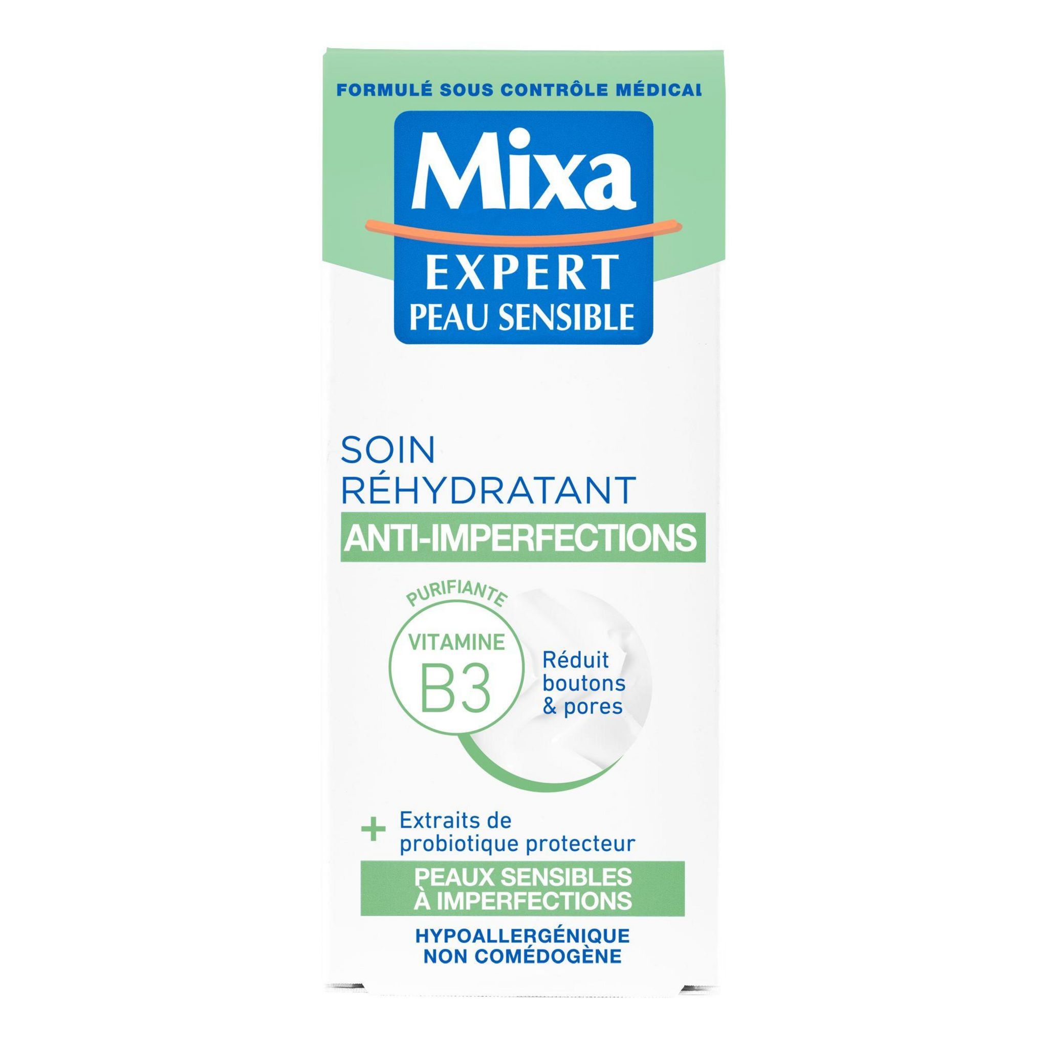 Voir la diapositive 2 : MIXA Expert Soin très hydratant anti-imperfections pour peaux sensibles à imperfections 50ml