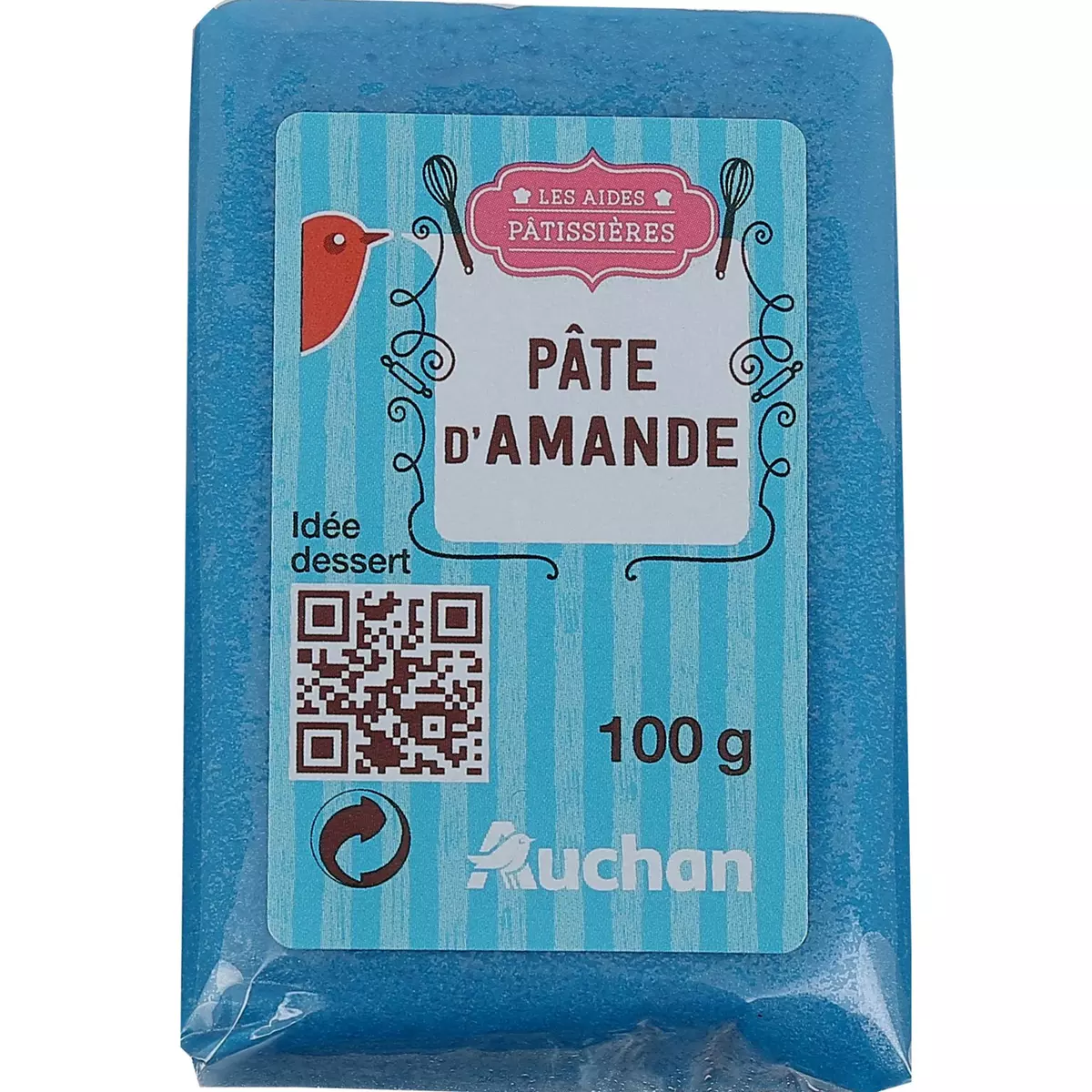 AUCHAN Les Aides Pâtissières Pâte d'amande bleue 100g