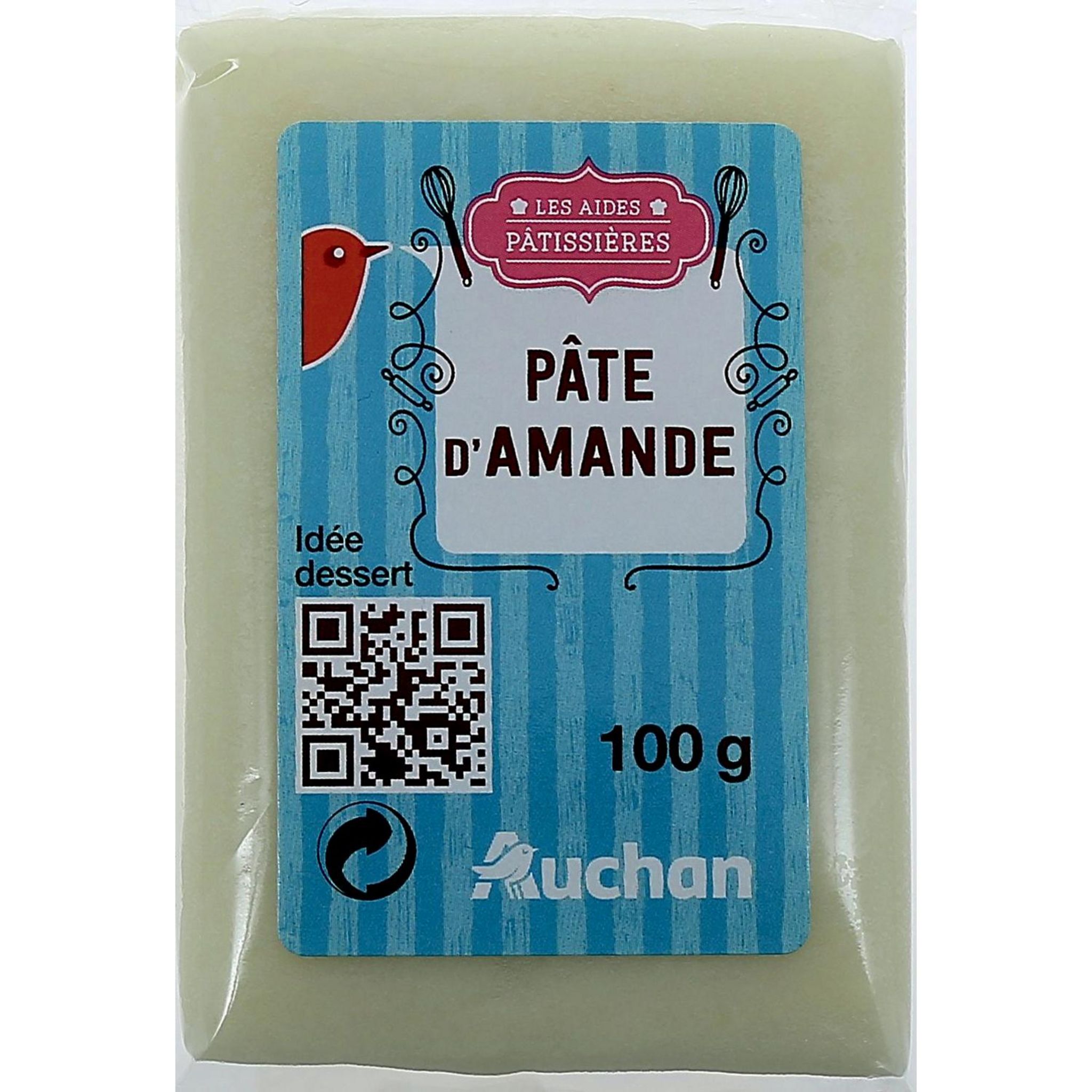 Voir la diapositive 2 : AUCHAN Pâte d'amandes naturel 100g