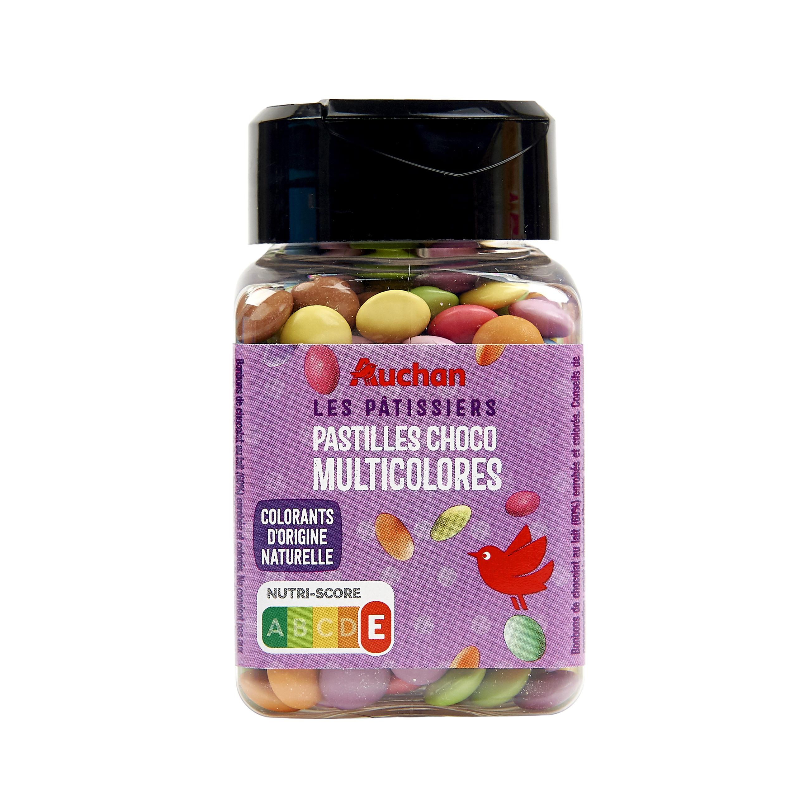 Voir la diapositive 2 : AUCHAN Pastilles au chocolat multicolores spécial pâtisserie 80g