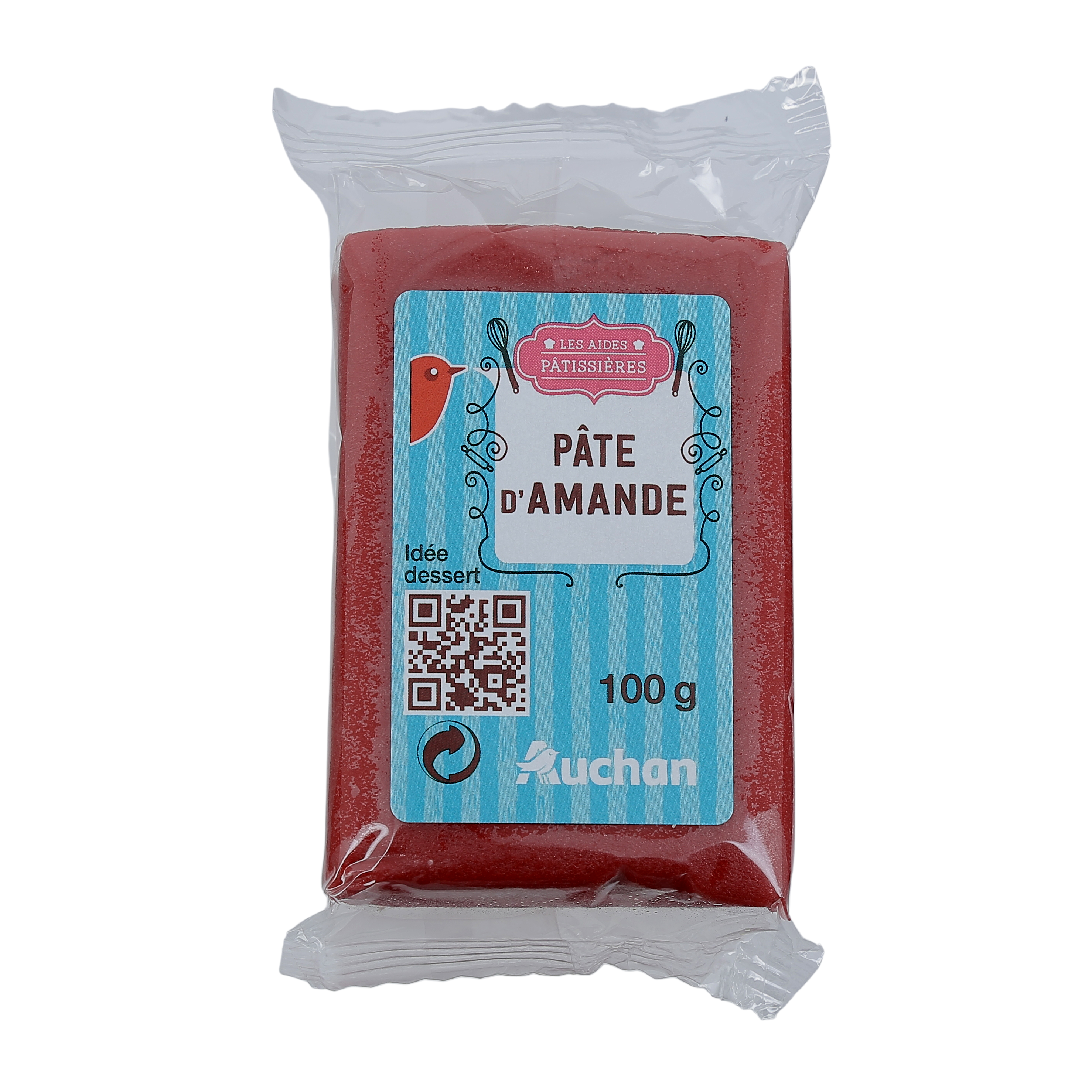 Voir la diapositive 2 : AUCHAN Pâte d'amande rouge 100g