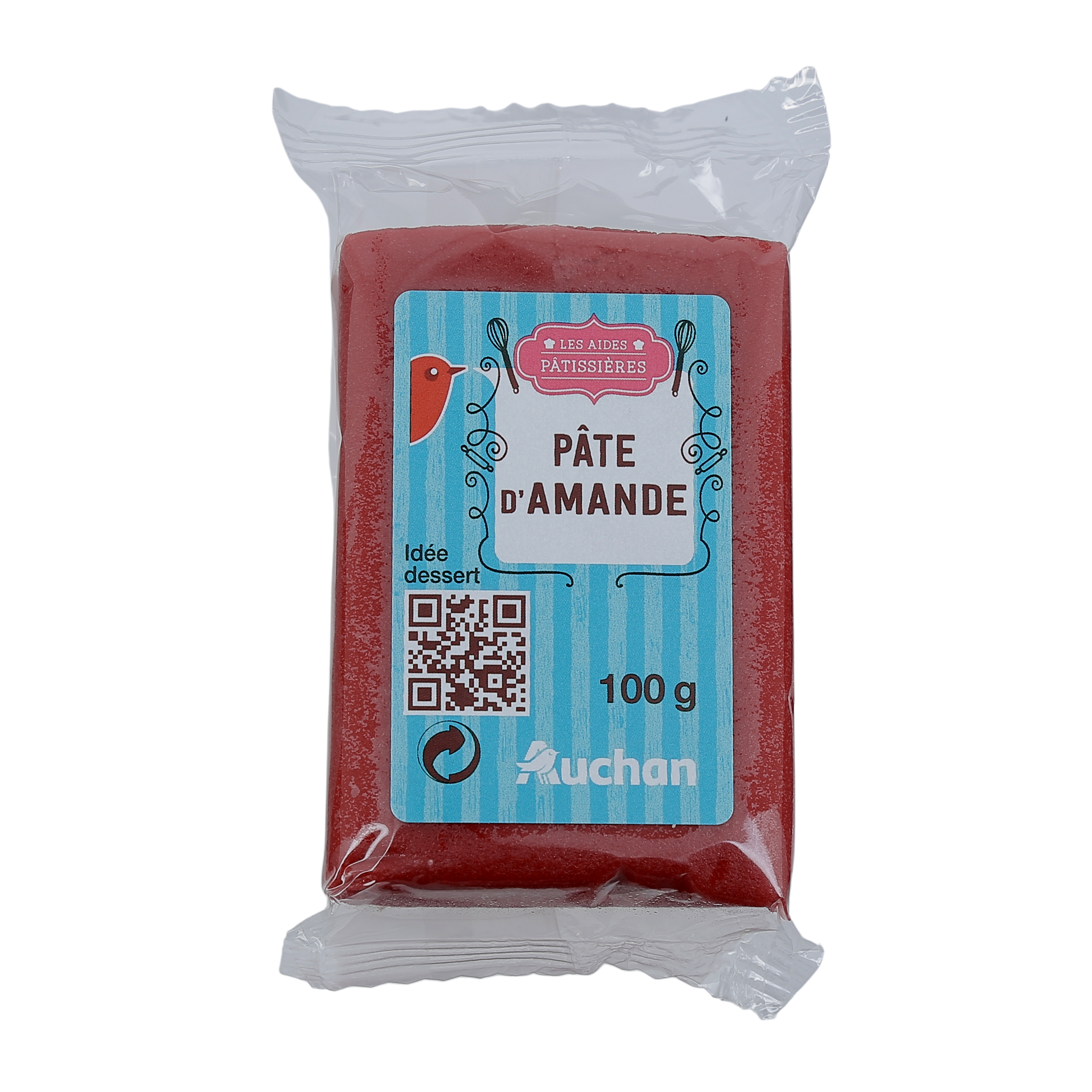 Voir la diapositive 2 : AUCHAN Pâte d'amande rouge 100g