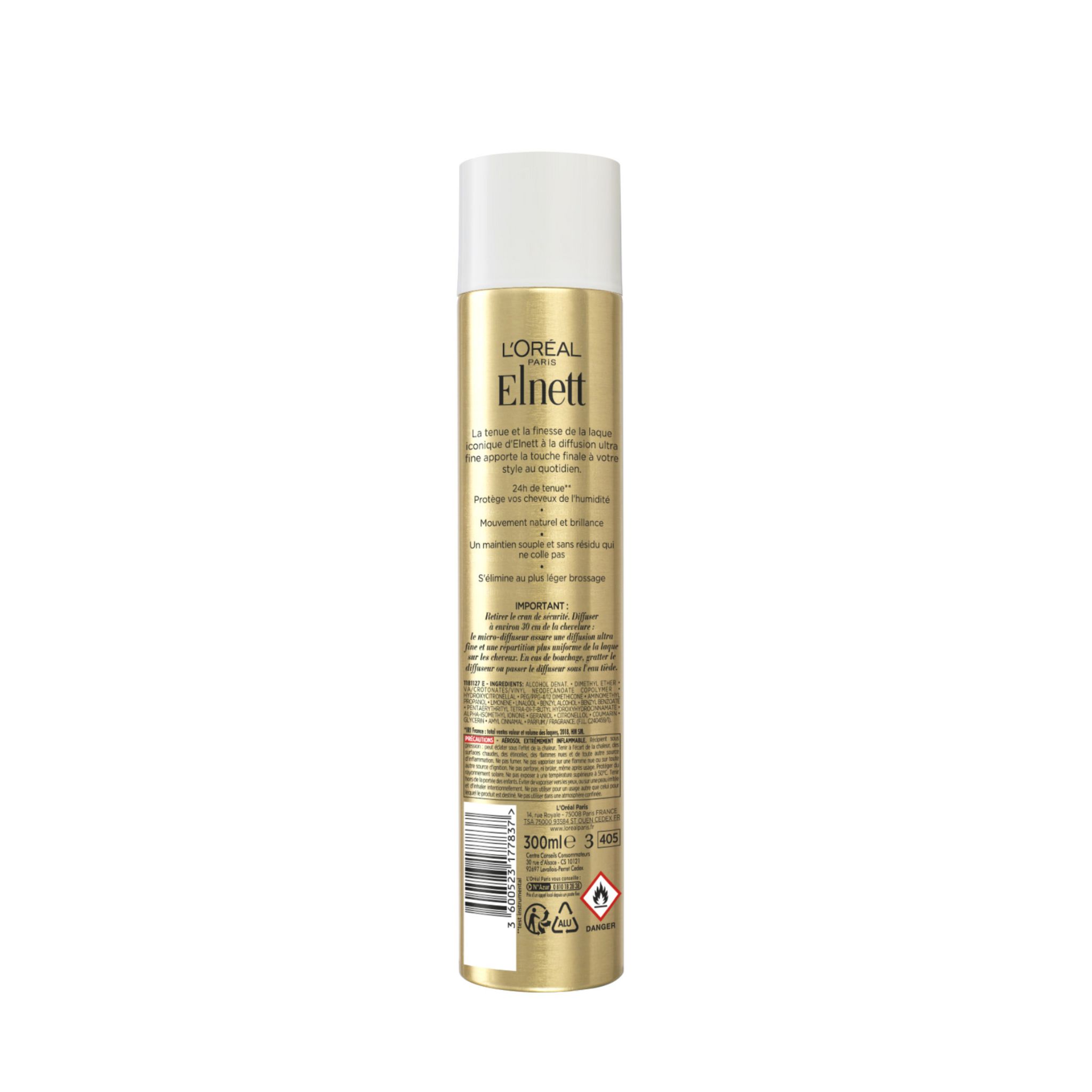 Voir la diapositive 2 : L'OREAL Elnett Satin laque fixation ultra forte 300ml