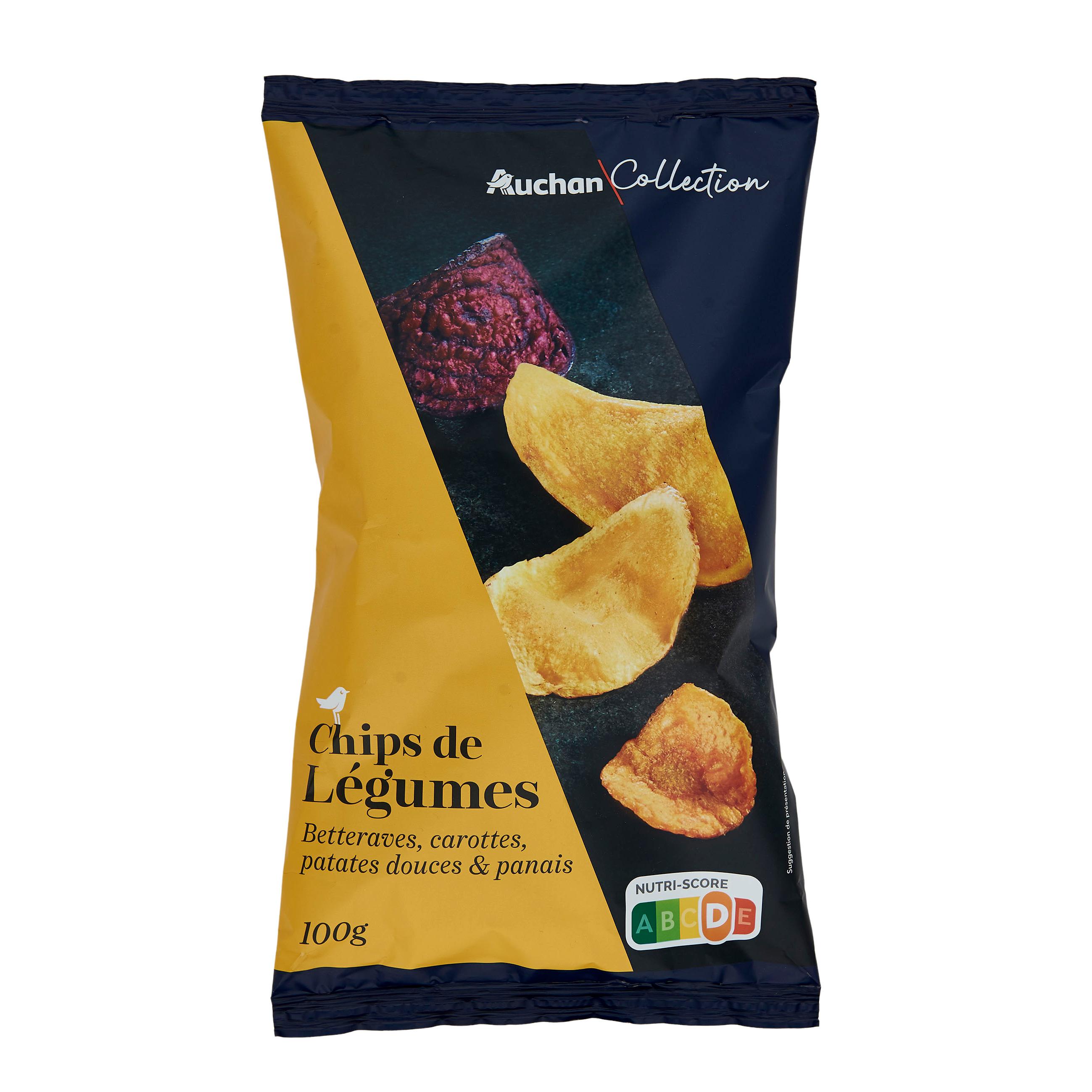 Voir la diapositive 2 : AUCHAN COLLECTION Chips de légumes 100g