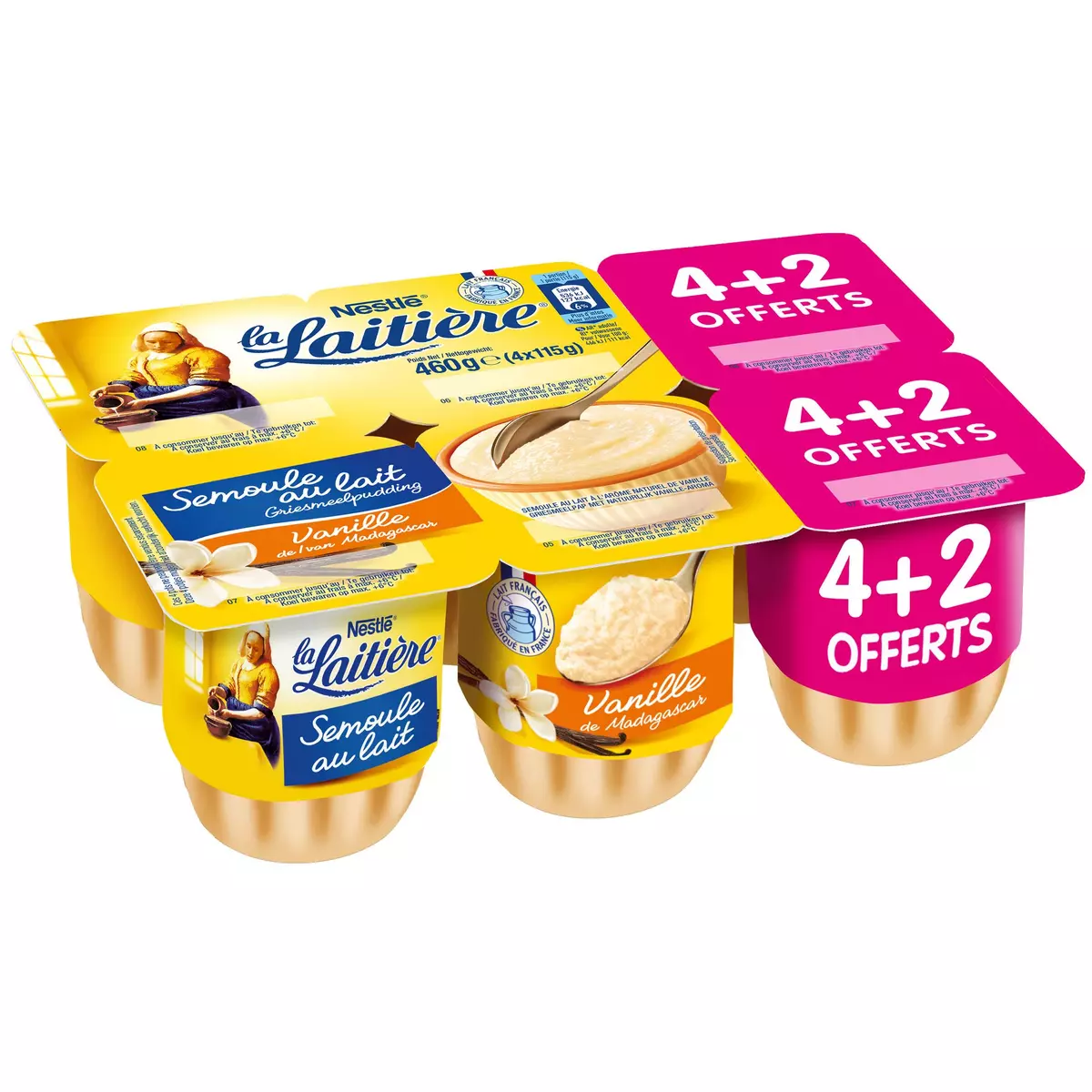 LA LAITIERE Semoule au lait saveur vanille 4 + 2 offerts 6x115g
