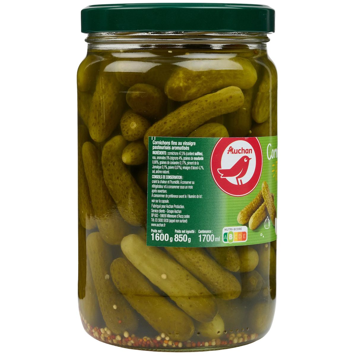AUCHAN Cornichons fins aux 5 aromates 805g