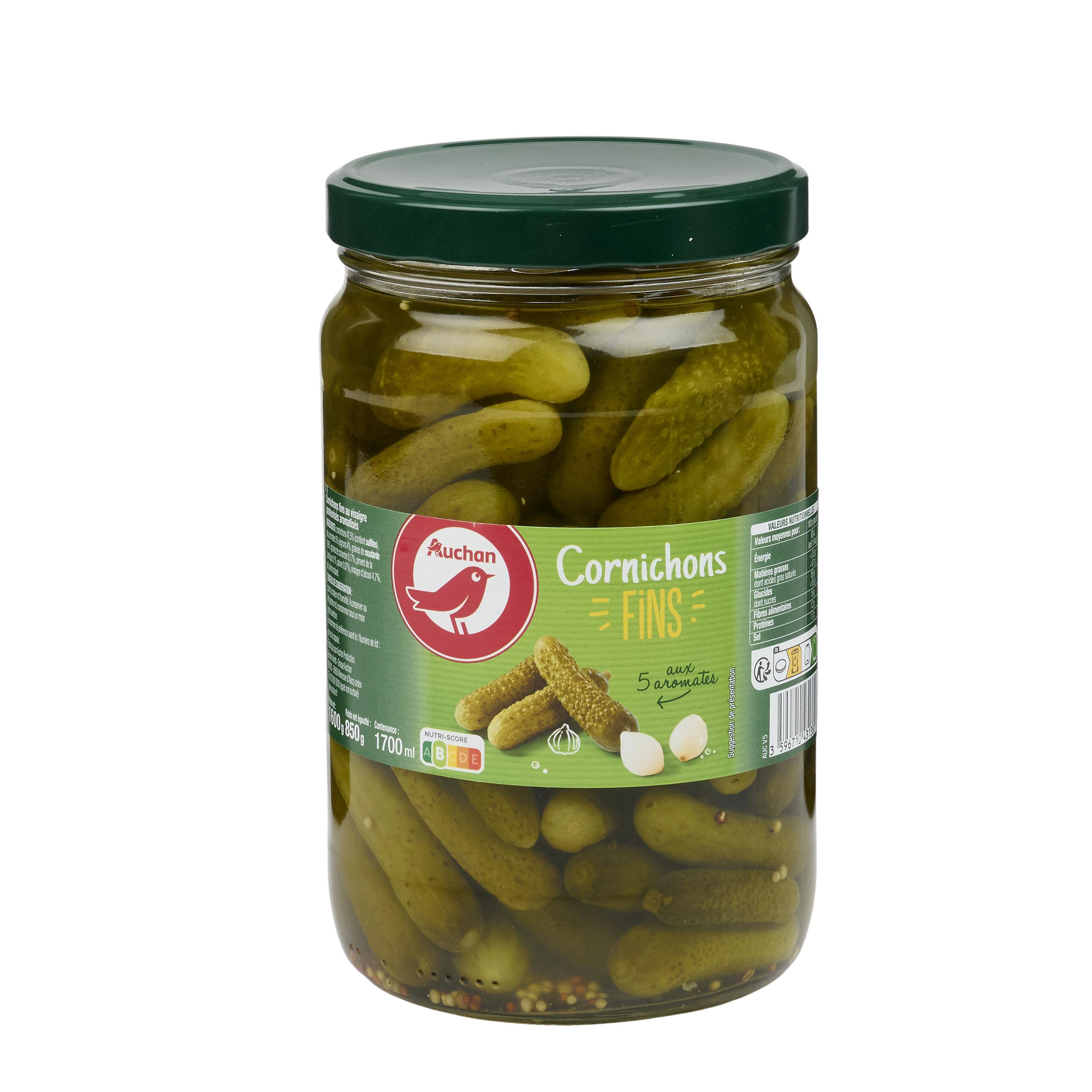 Voir la diapositive 5 : AUCHAN Cornichons fins aux 5 aromates 805g