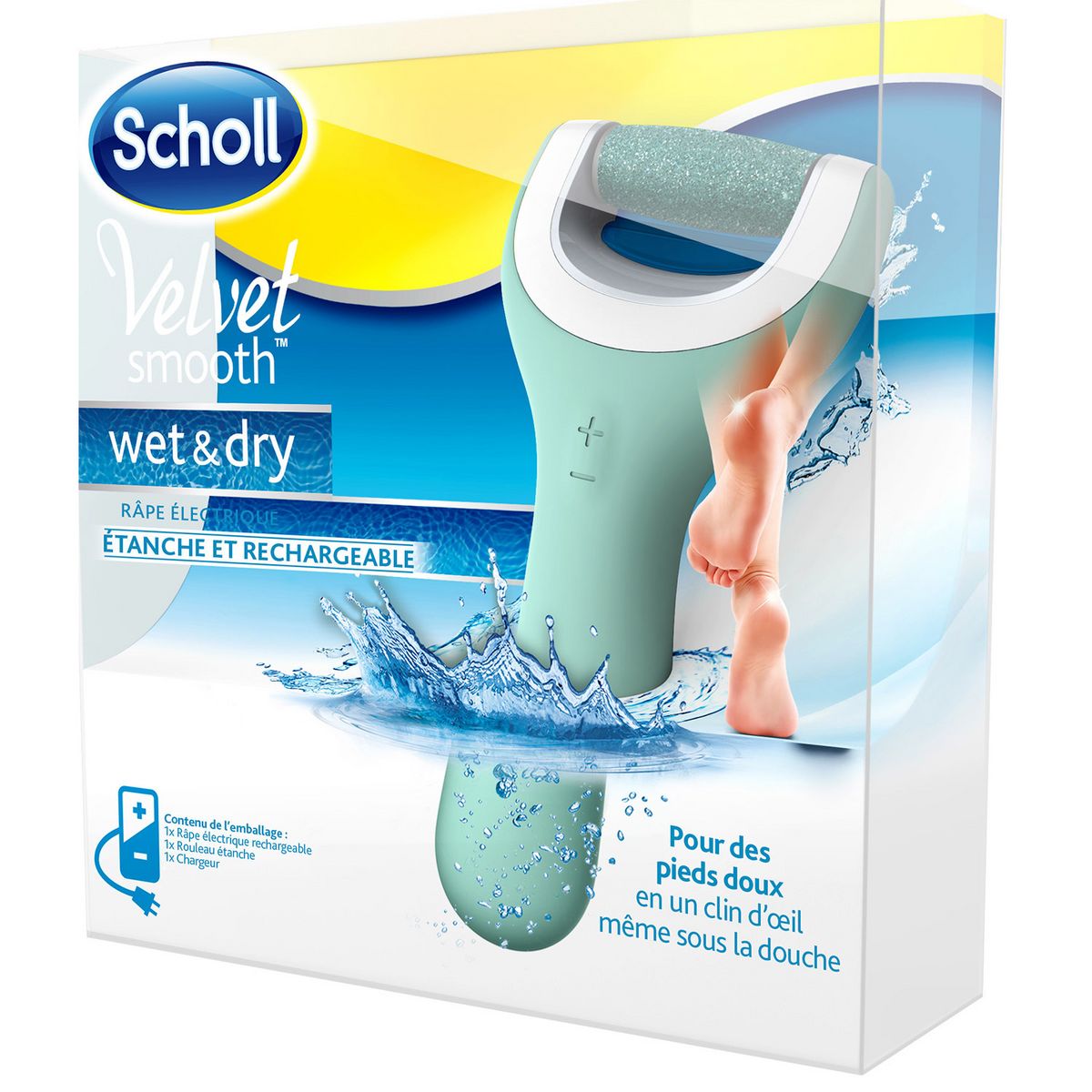 SCHOLL Velvet Smooth râpe à pieds étanche et rechargeable 1 râpe