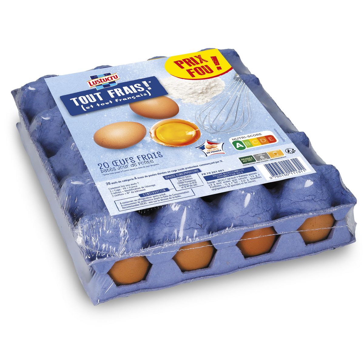 LUSTUCRU Tout frais œufs datés du jour de ponte 20 œufs