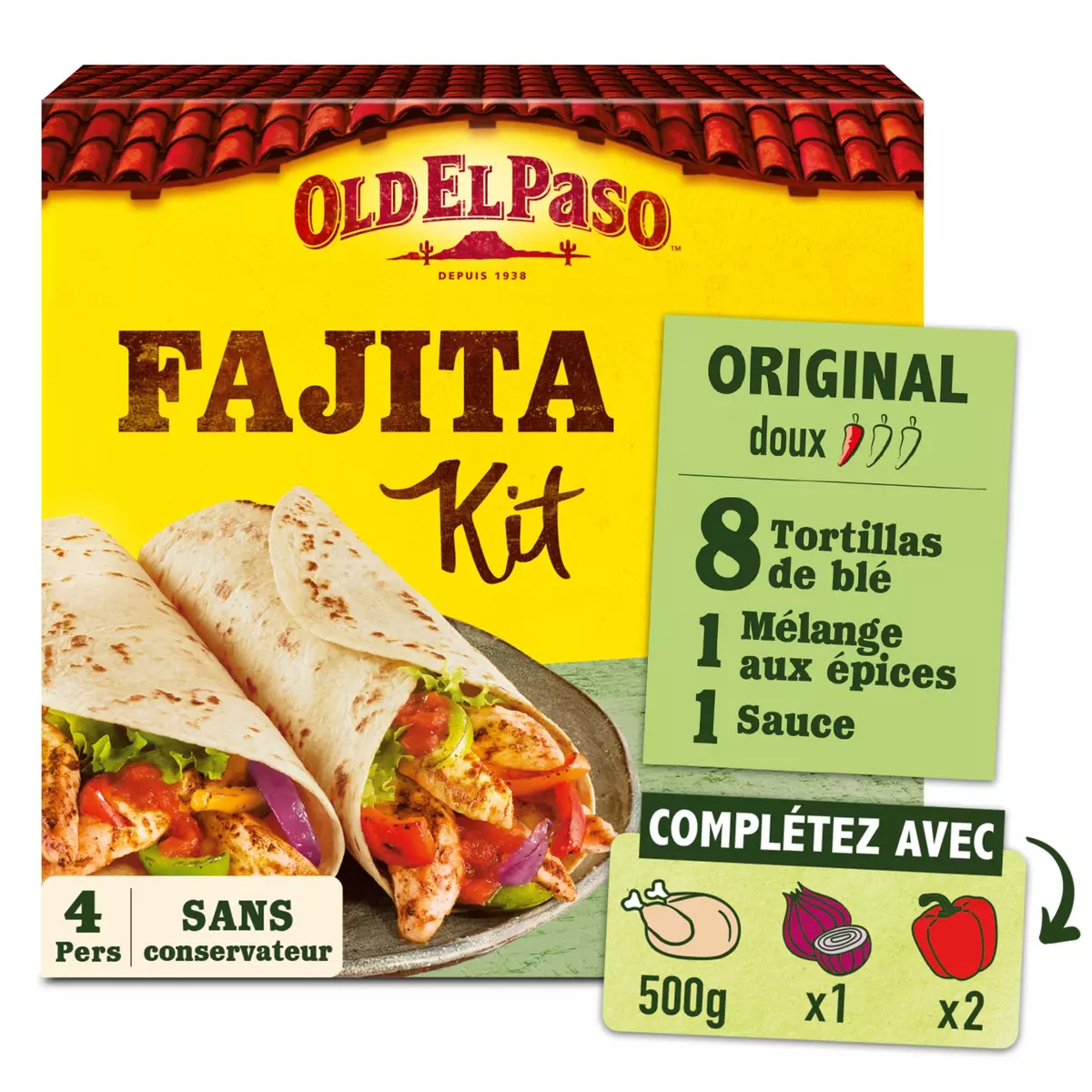 OLD EL PASO Kit fajitas doux 8 tortillas 500g