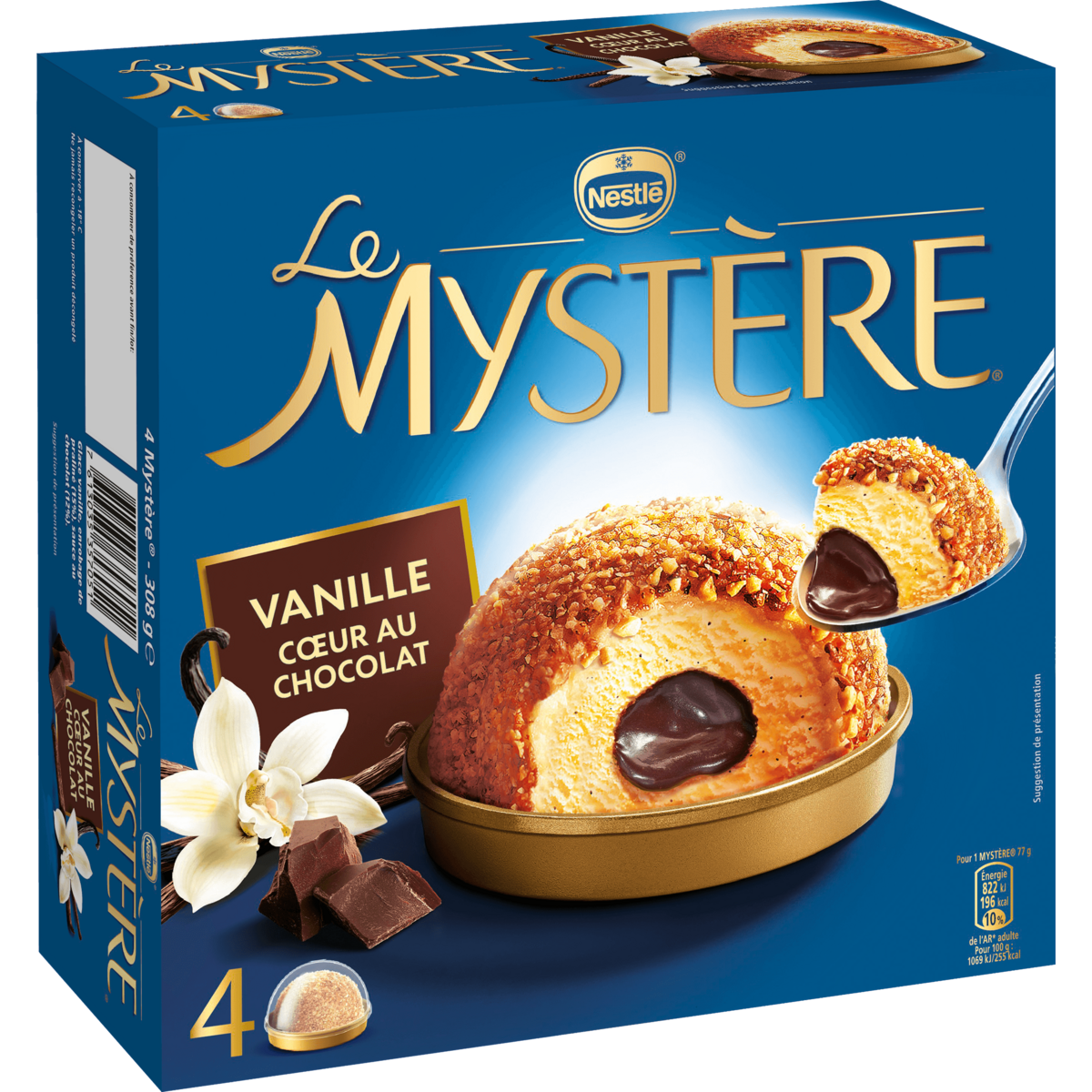 NESTLE Mystère vanille coeur au chocolat 4 pièces 308g