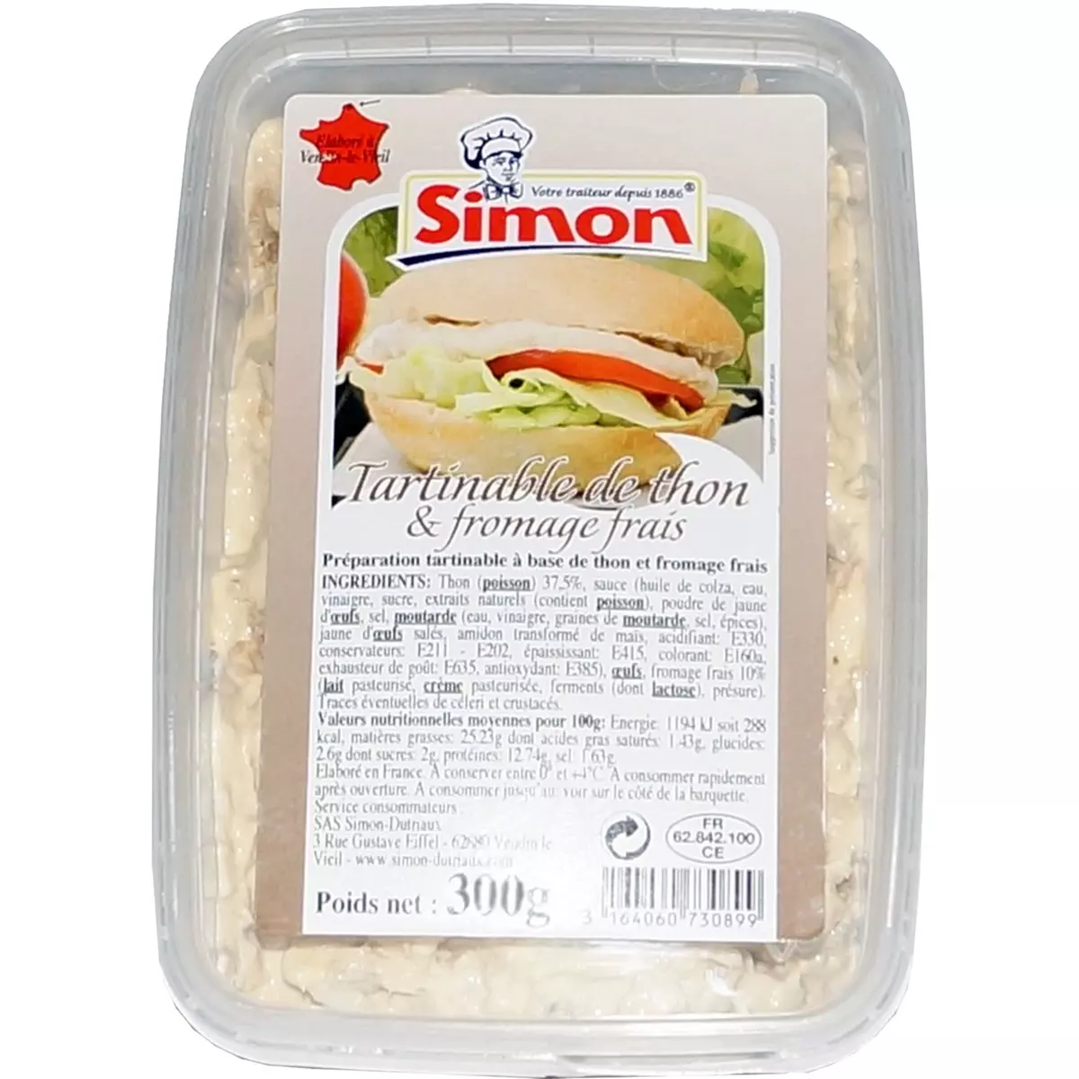 SIMON Tartinalble de thon et fromage frais 300g