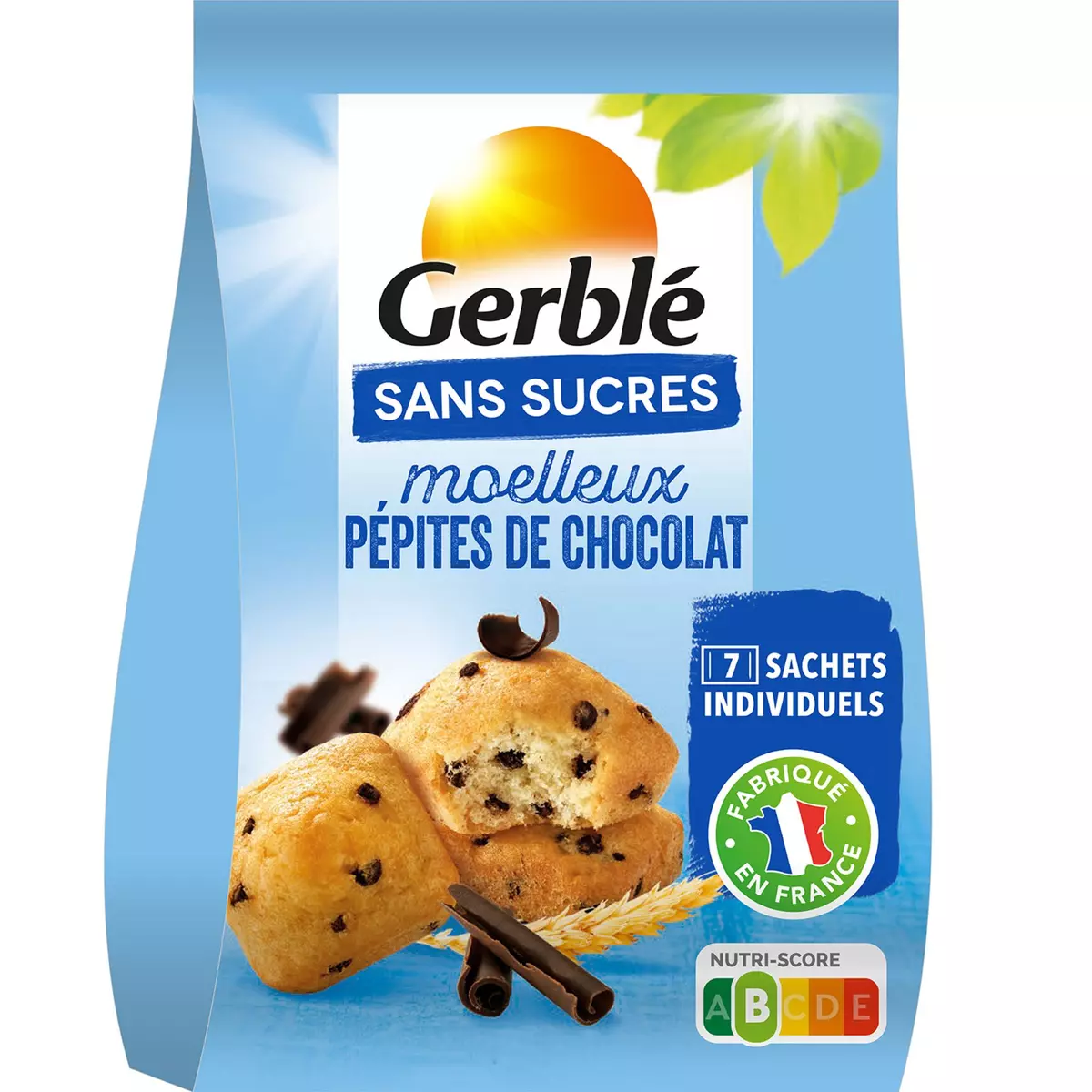 Gerblé Moelleux au Chocolat Sans Sucres, Sans huile de palme, 7 Sachets  individuels, 196g, 200939 : : Epicerie