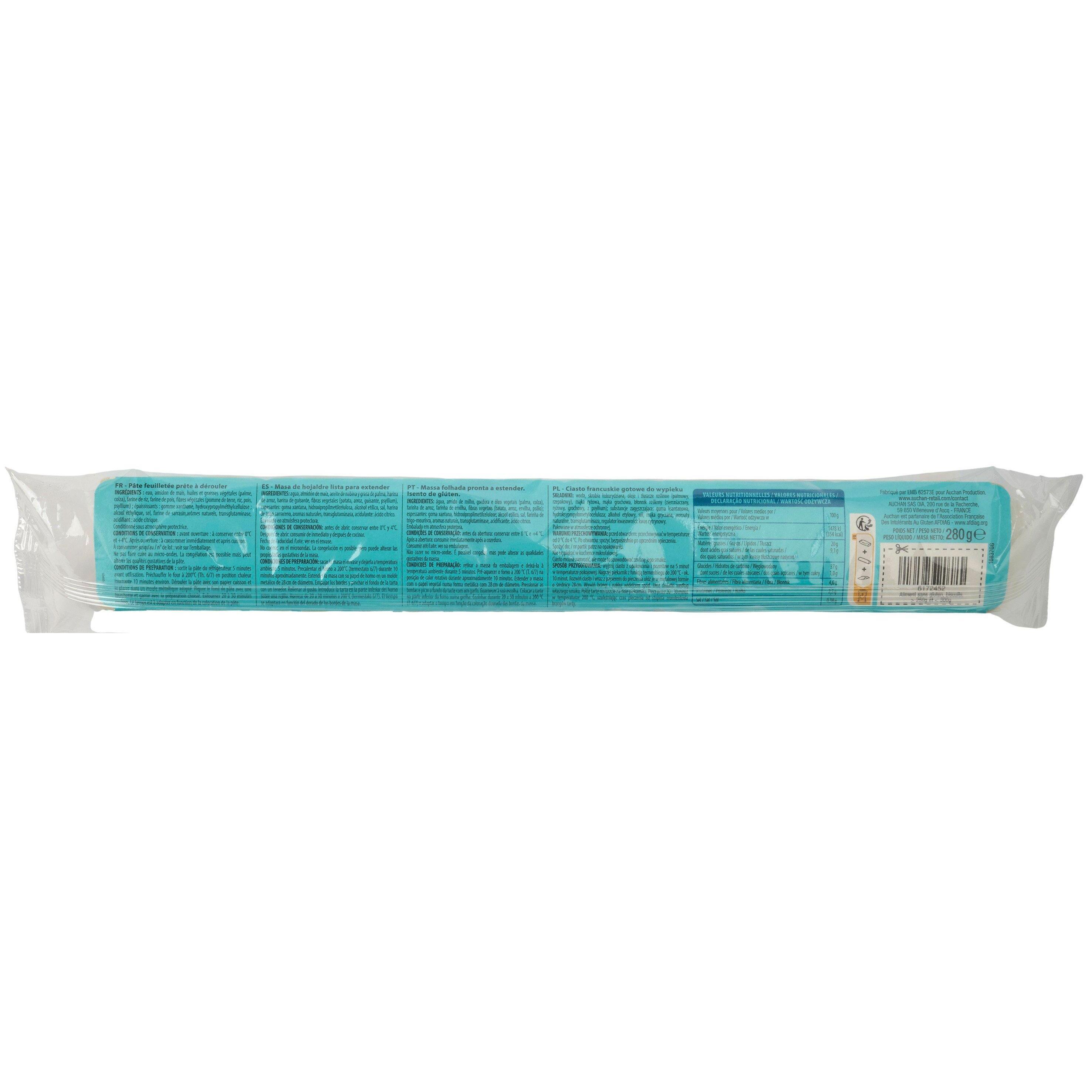 Voir la diapositive 3 : AUCHAN Pâte feuilletée sans gluten 280 g