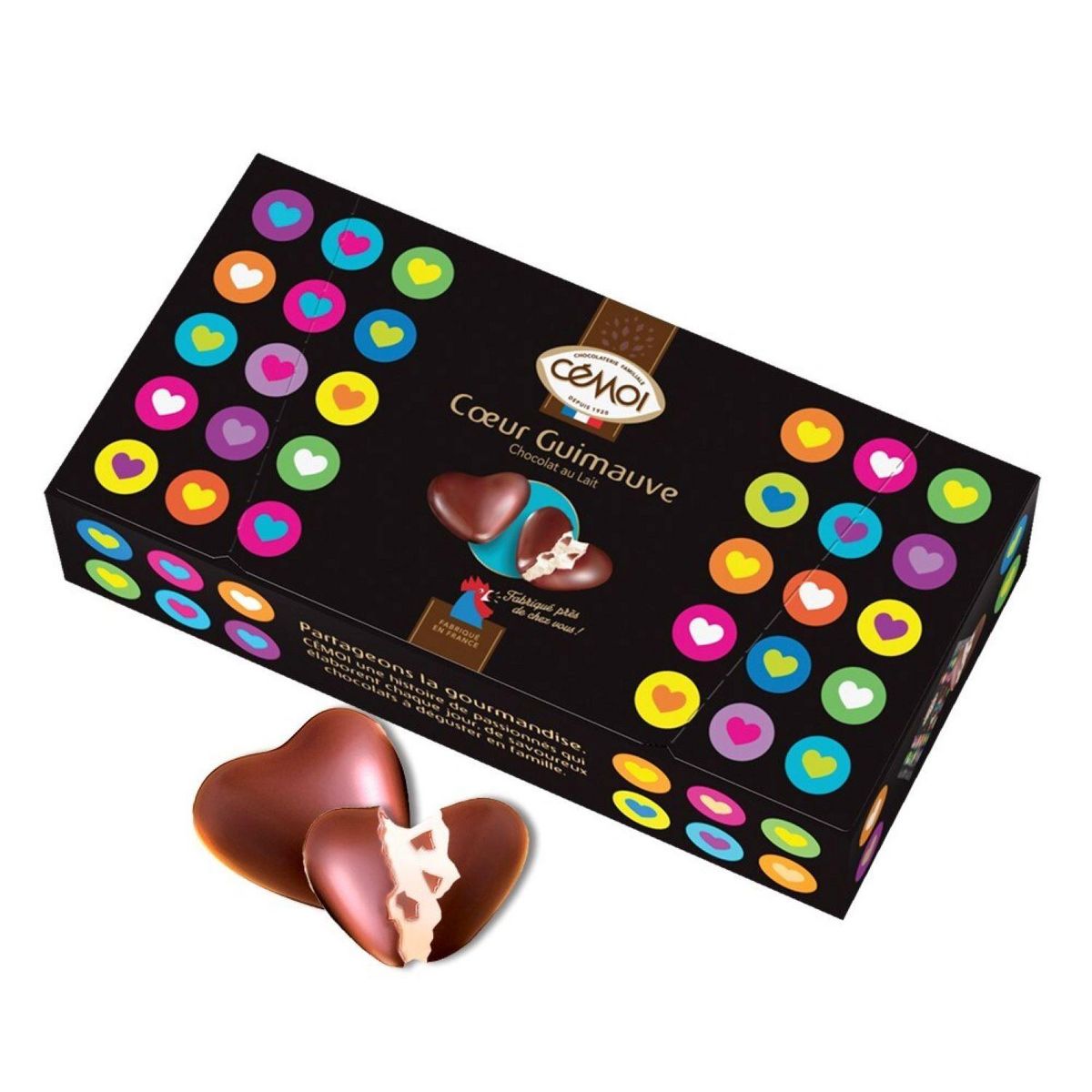 CEMOI Coeur guimauves enrobées de chocolat au lait 110g