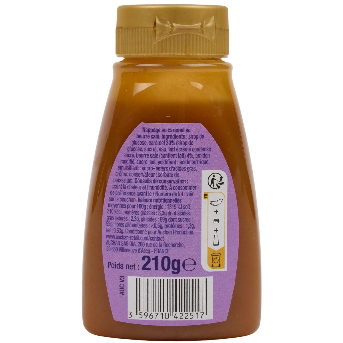 AUCHAN Nappage au caramel beurre salé 210g