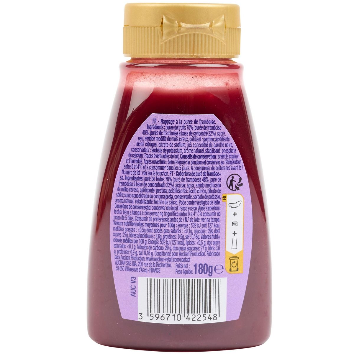 AUCHAN Nappage framboises 180g