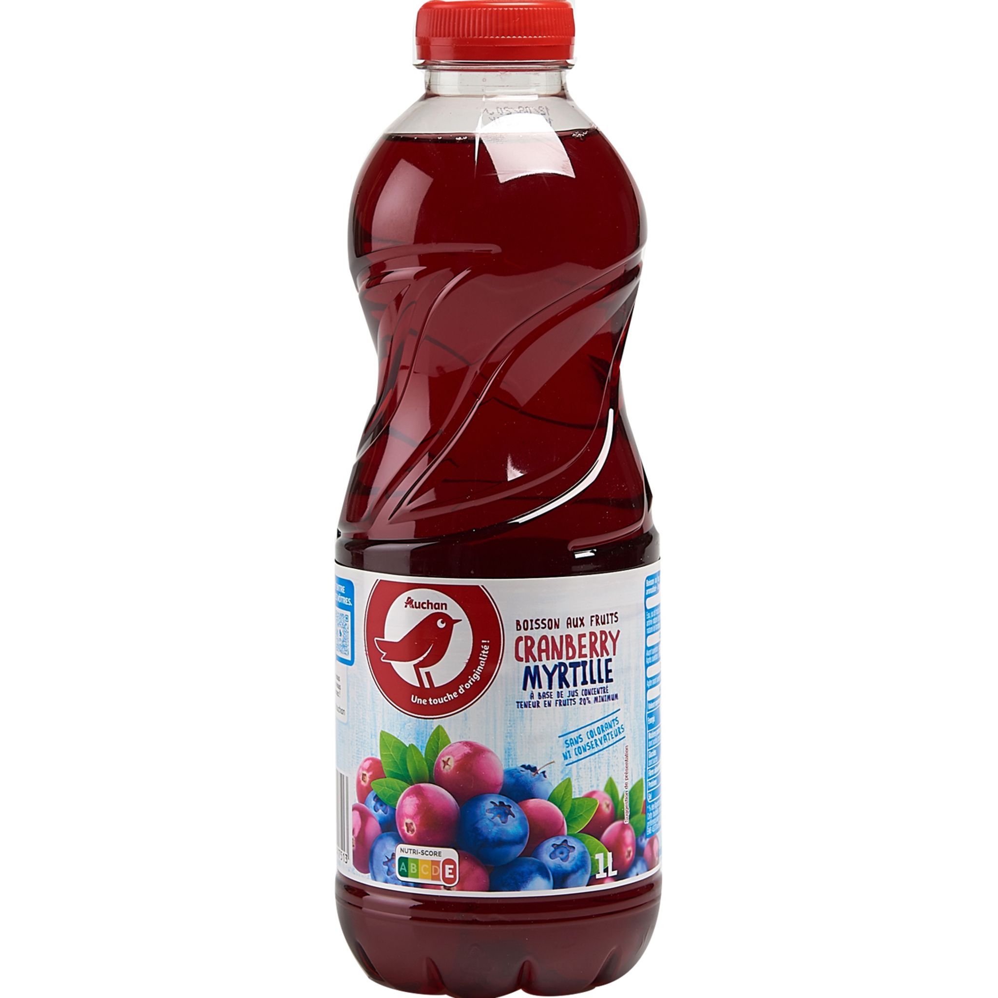 AUCHAN Jus de cranberry et myrtille 1l