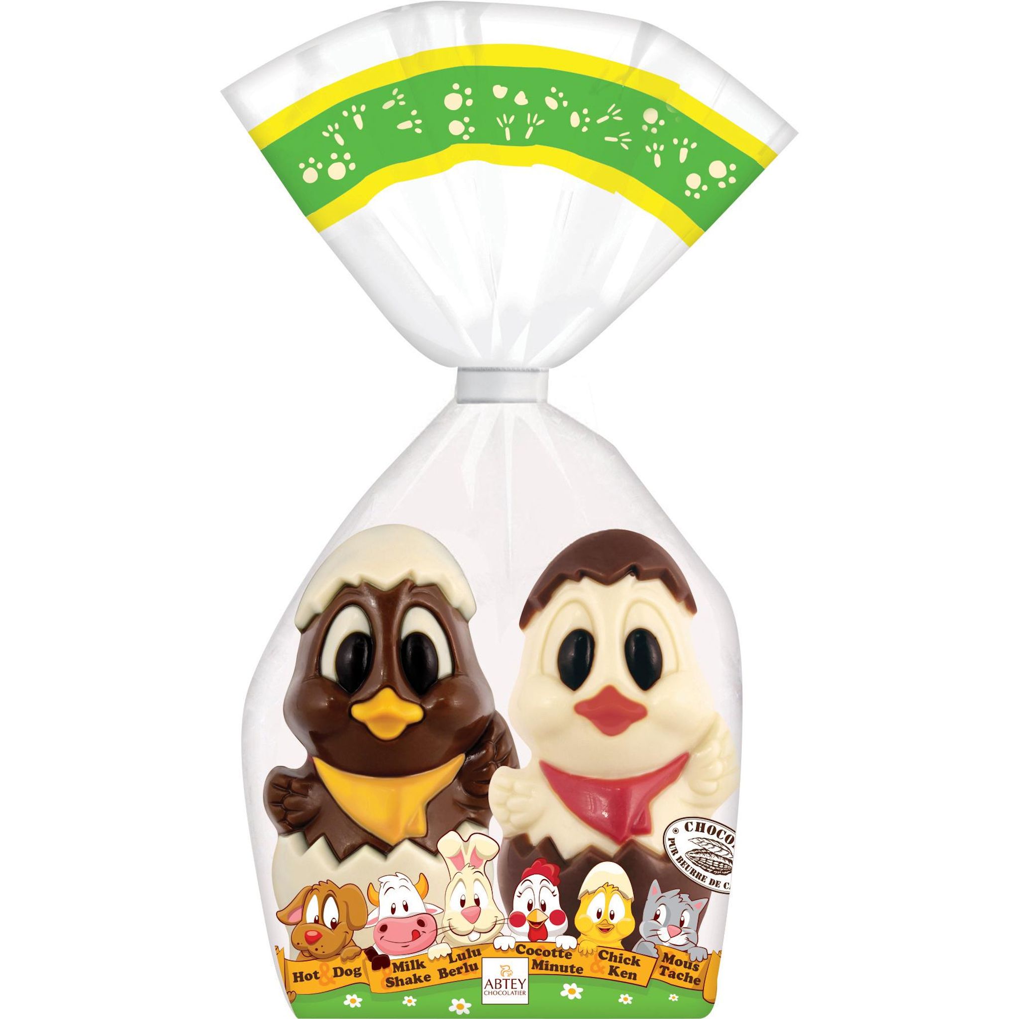 ABTEY Moulage en chocolat au lait et blanc chick et ken 140g