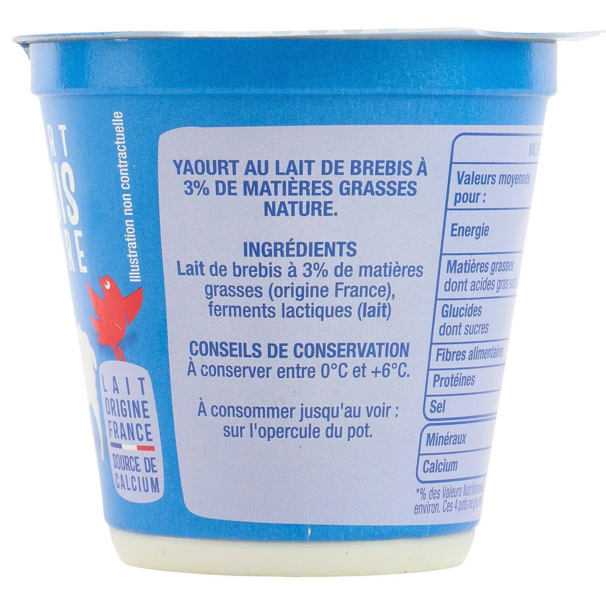 AUCHAN Yaourt nature au lait de brebis 4x115g