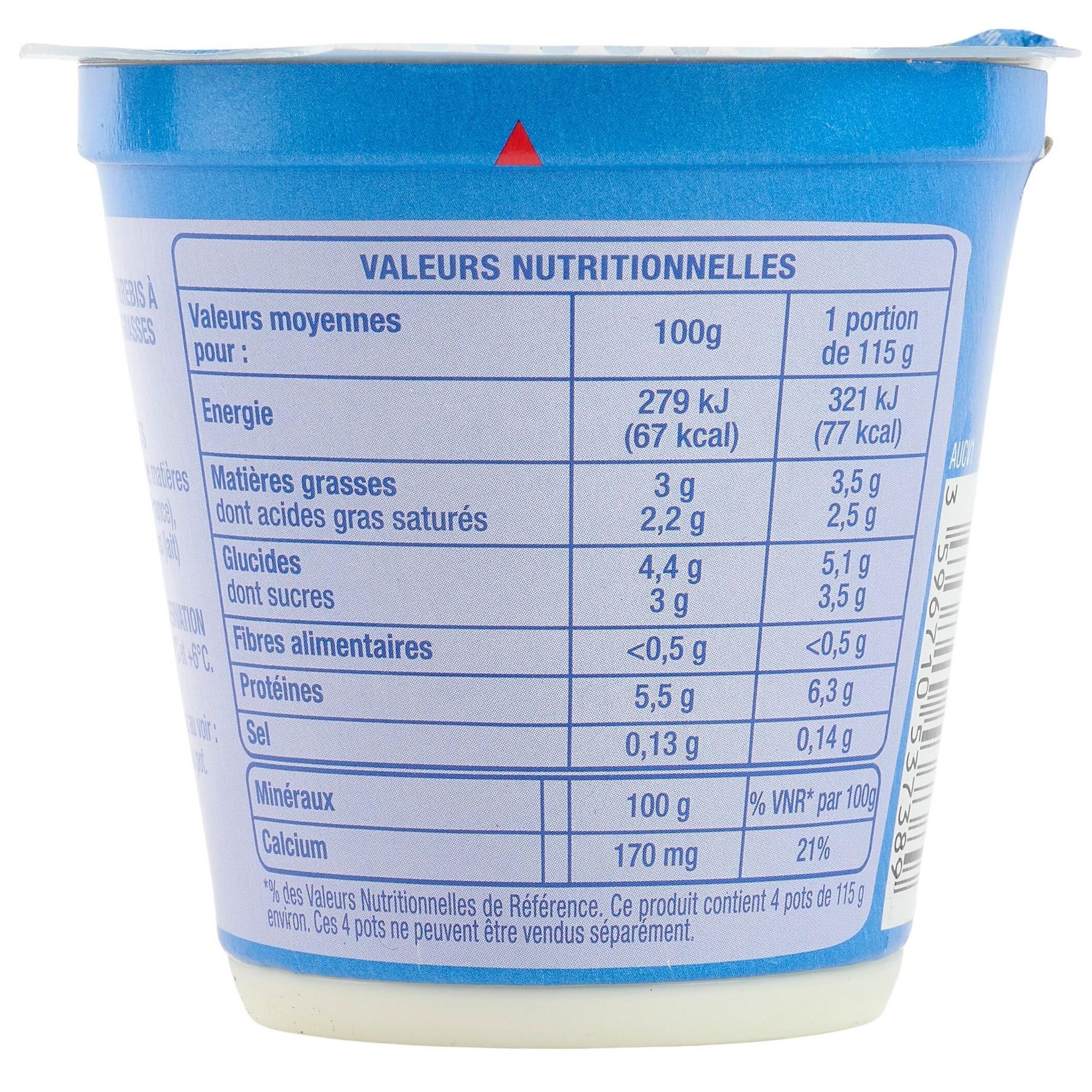 Voir la diapositive 4 : AUCHAN Yaourt nature au lait de brebis 4x115g