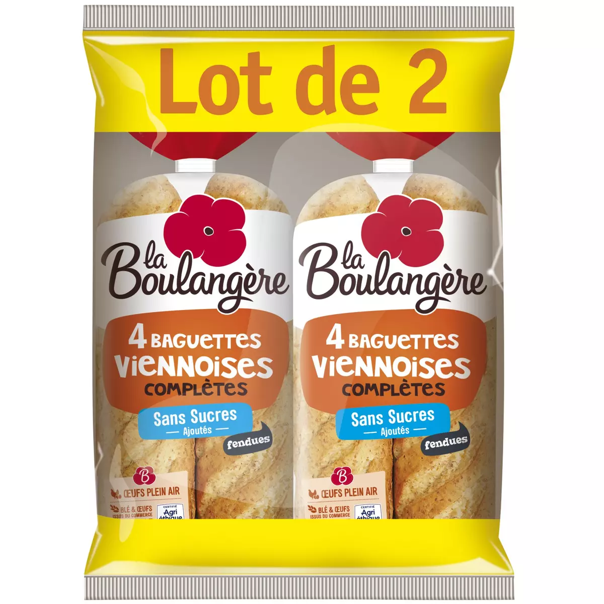 LA BOULANGERE Baguettes viennoises complètes 2x4 baguettes 680g