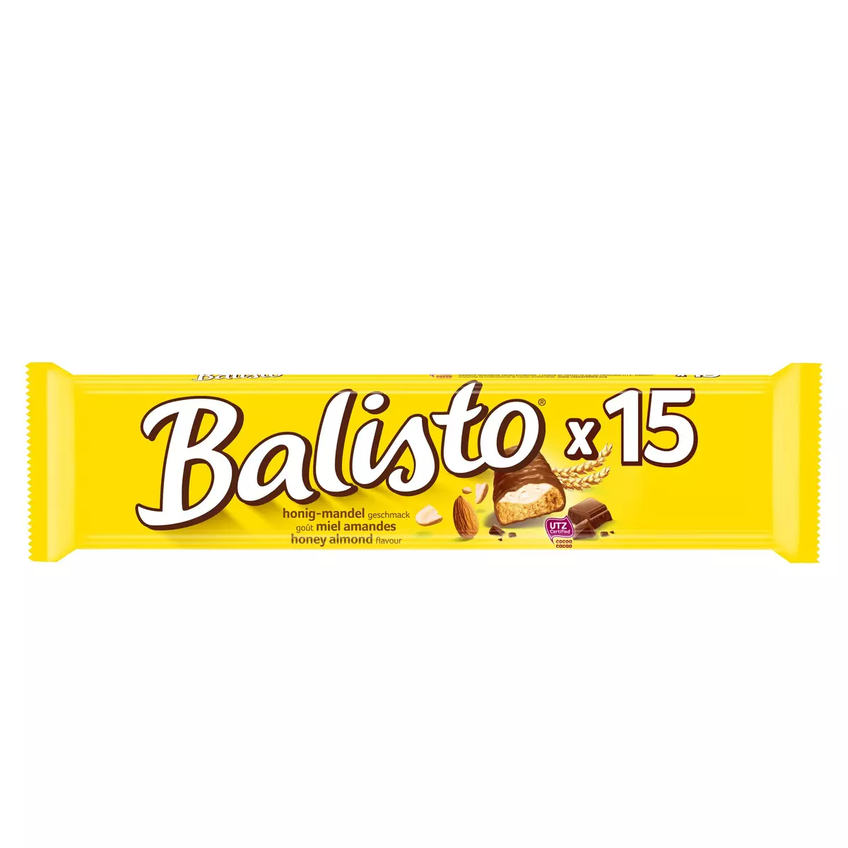 BALISTO Barres chocolatées au lait miel et amandes 15 barres 277,5g