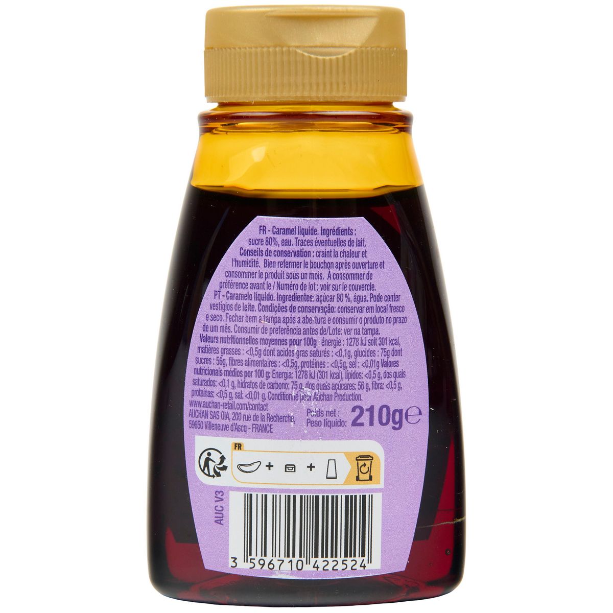 AUCHAN Nappage dessert caramel 210g