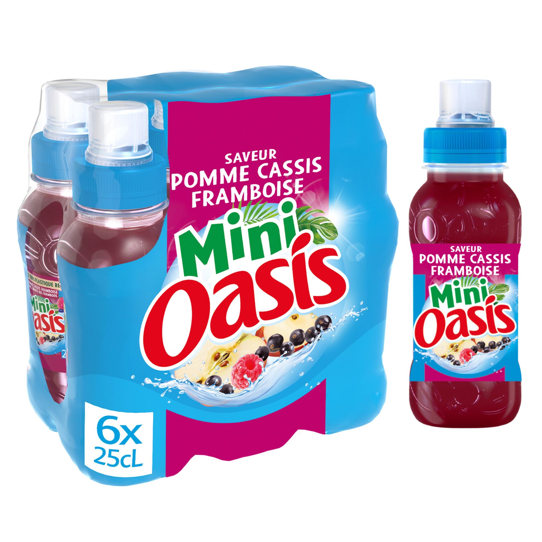 Voir la diapositive 2 : OASIS Boisson aux fruits saveur pomme cassis framboise mini 6x25cl