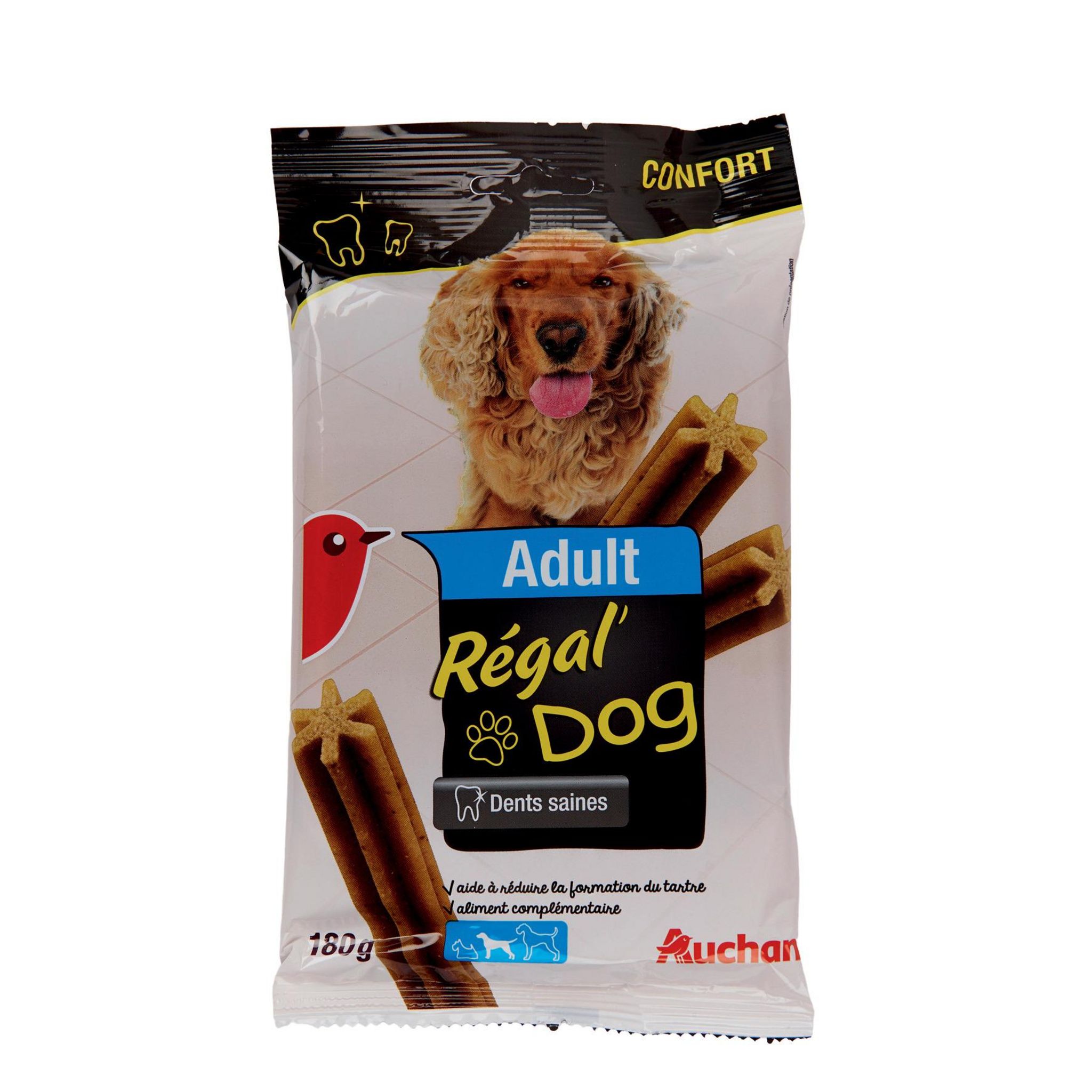 Voir la diapositive 2 : AUCHAN Régal'dog friandises hygiène dentaire pour chien moyen adulte 7 bâtonnets 180g