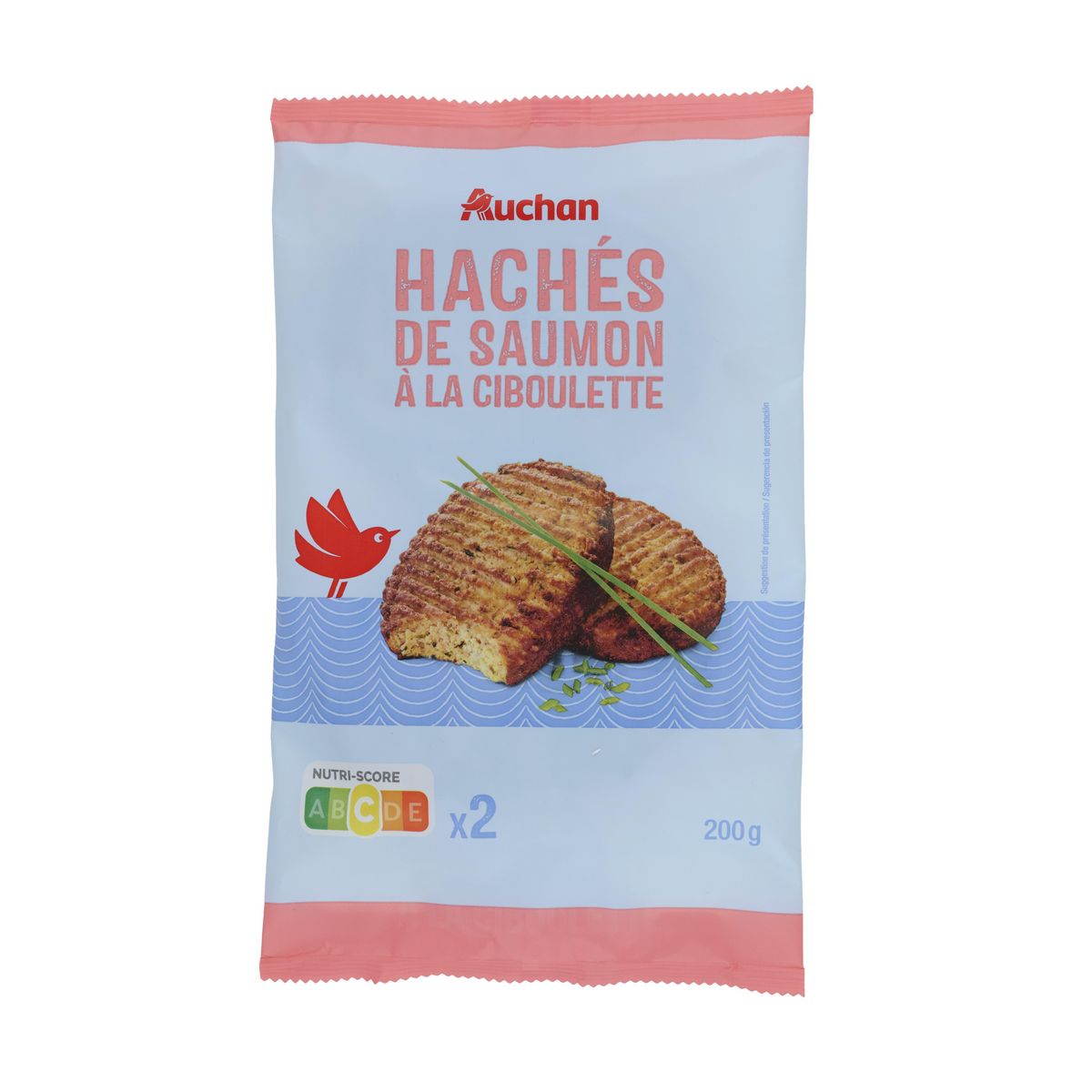 AUCHAN Hâché de saumon 2 pièces 200g