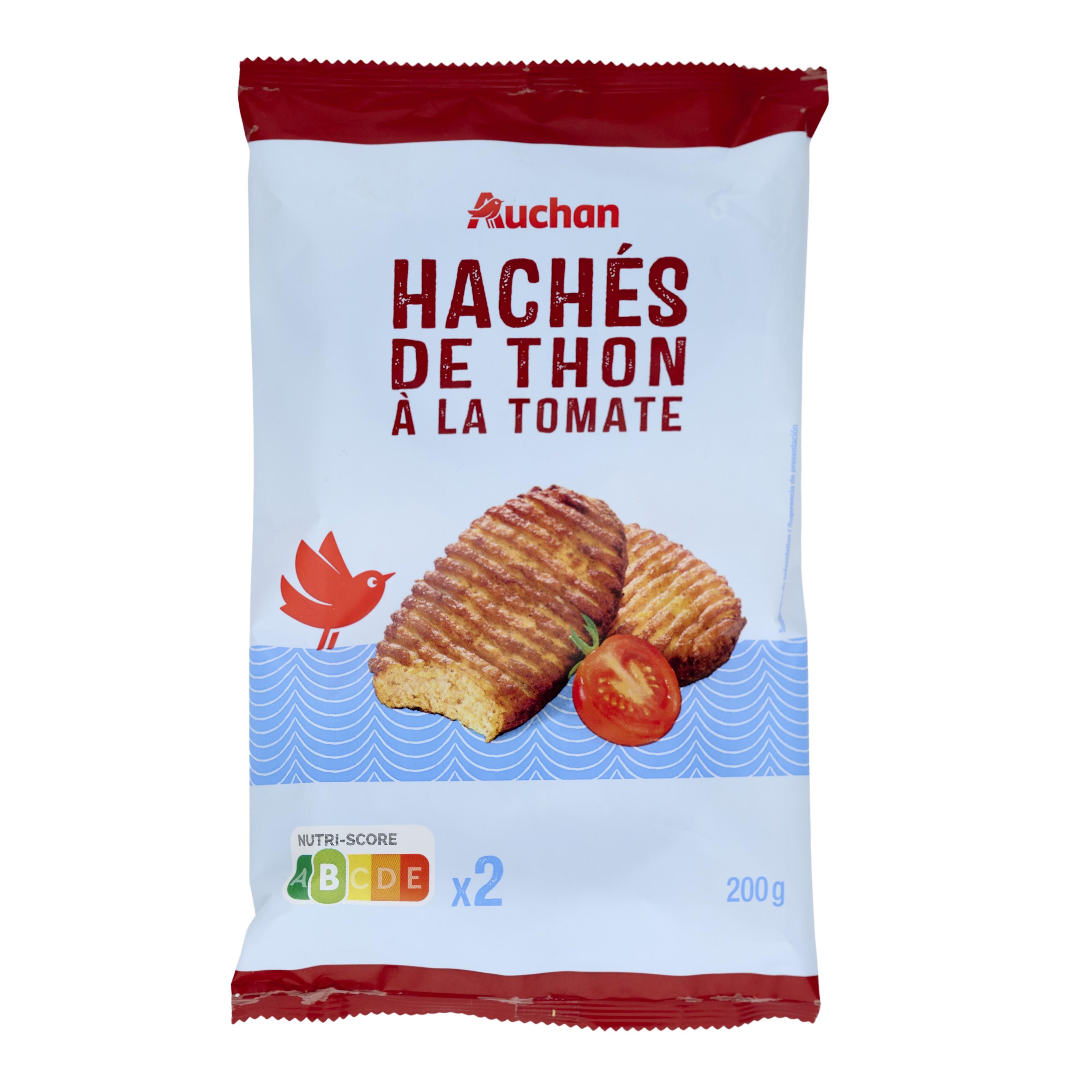 Voir la diapositive 2 : AUCHAN Hachés de thon à la tomate 2 pièces 200g