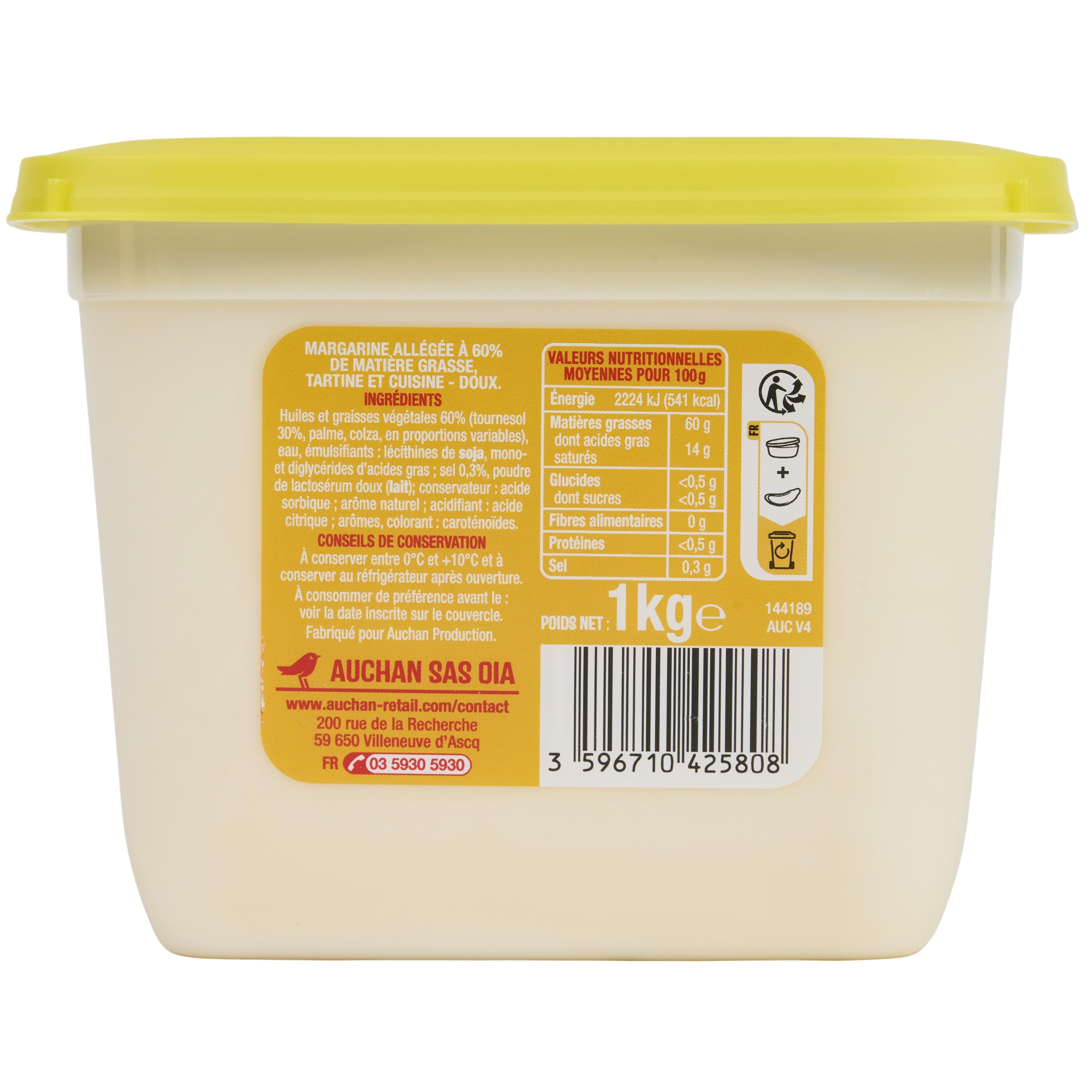 Voir la diapositive 3 : AUCHAN Margarine doux pour tartine et cuisson 1kg